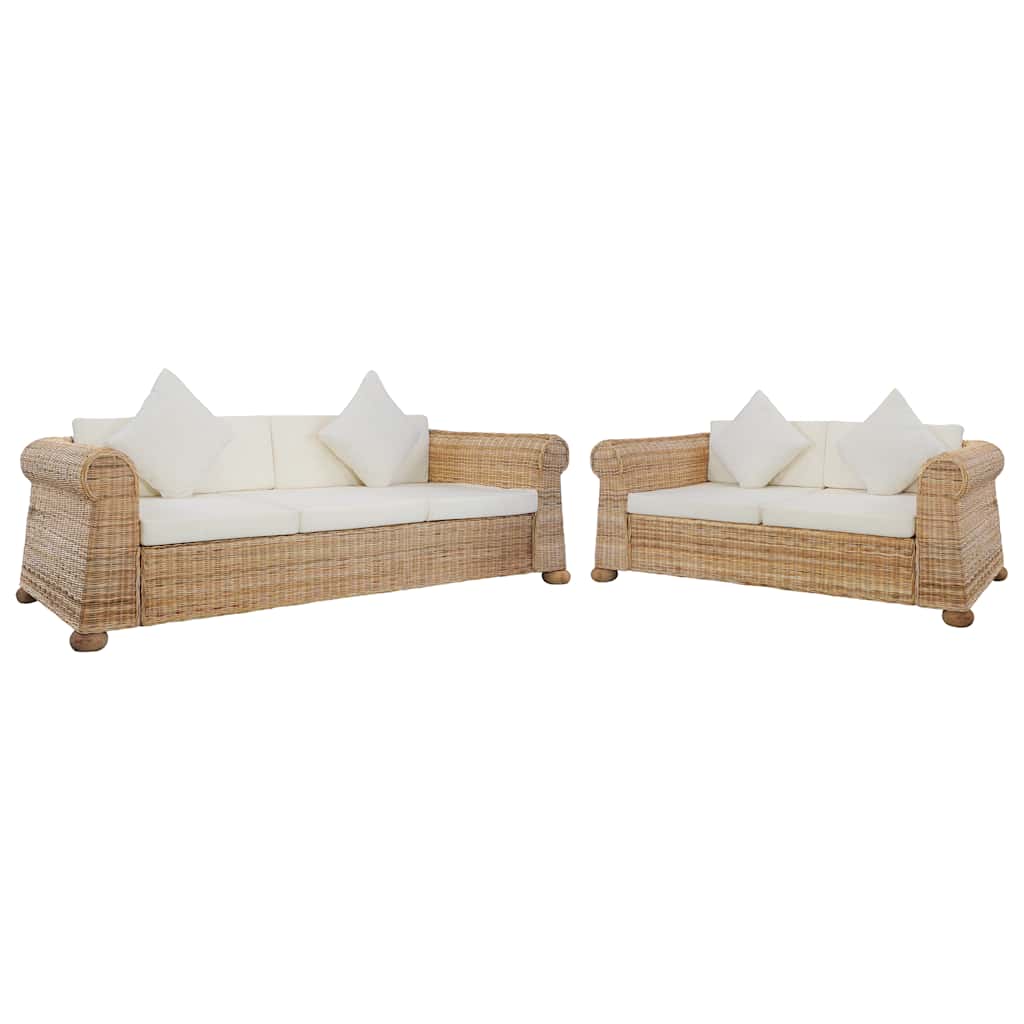 Set de canapele cu perne, 2 piese, natural, ratan GartenMobel Dekor