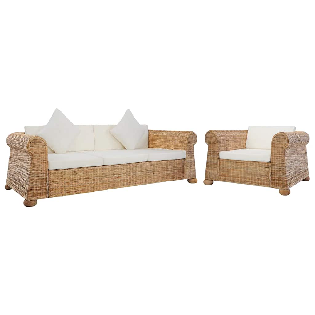 Set de canapele cu perne, 2 piese, natural, ratan GartenMobel Dekor