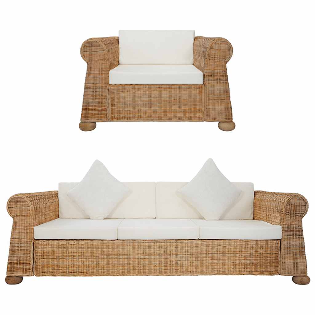 Set de canapele cu perne, 2 piese, natural, ratan GartenMobel Dekor