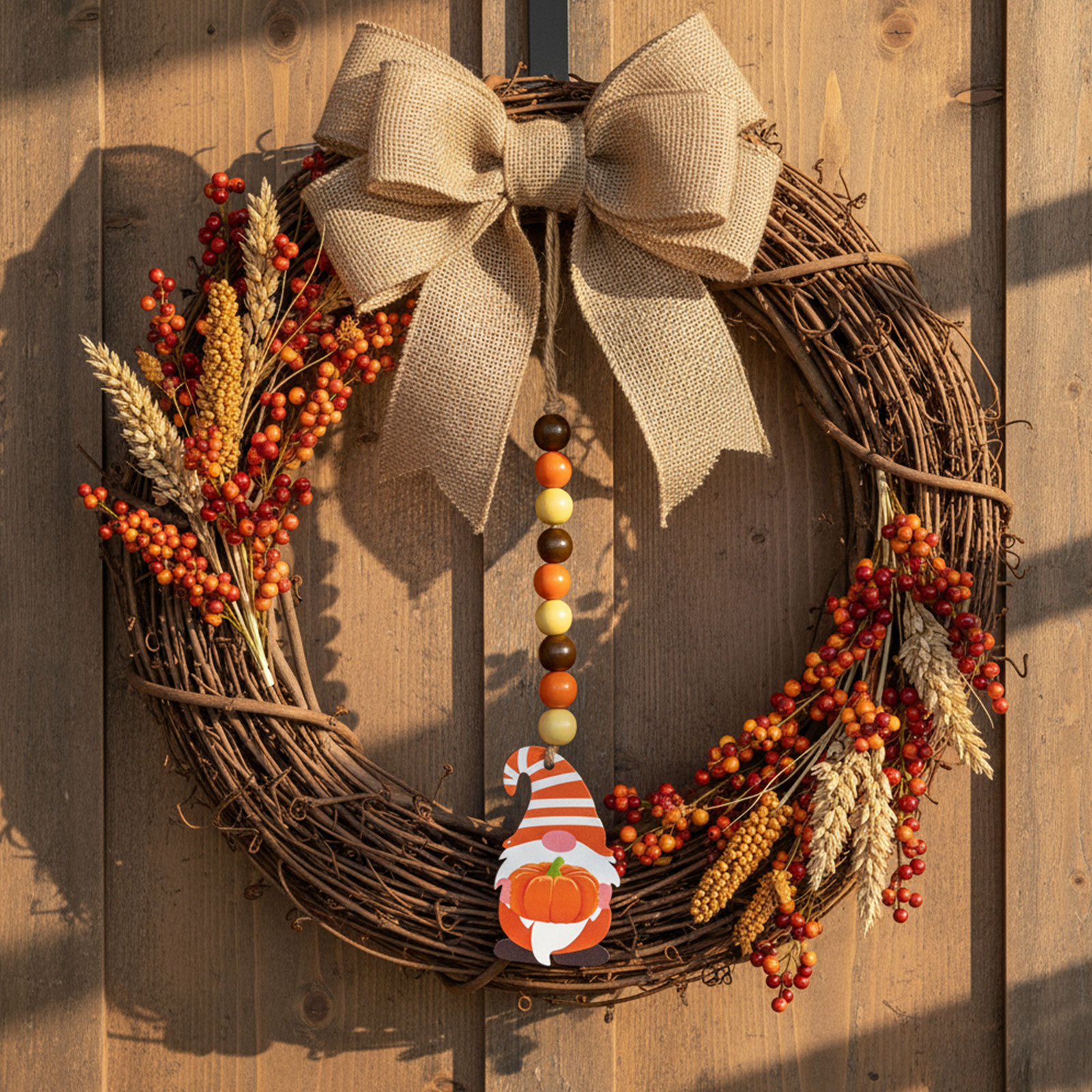 Decorațiune de toamnă – spiriduș cu dovleac – din lemn – agățat – 31 x 5 cm Best CarHome