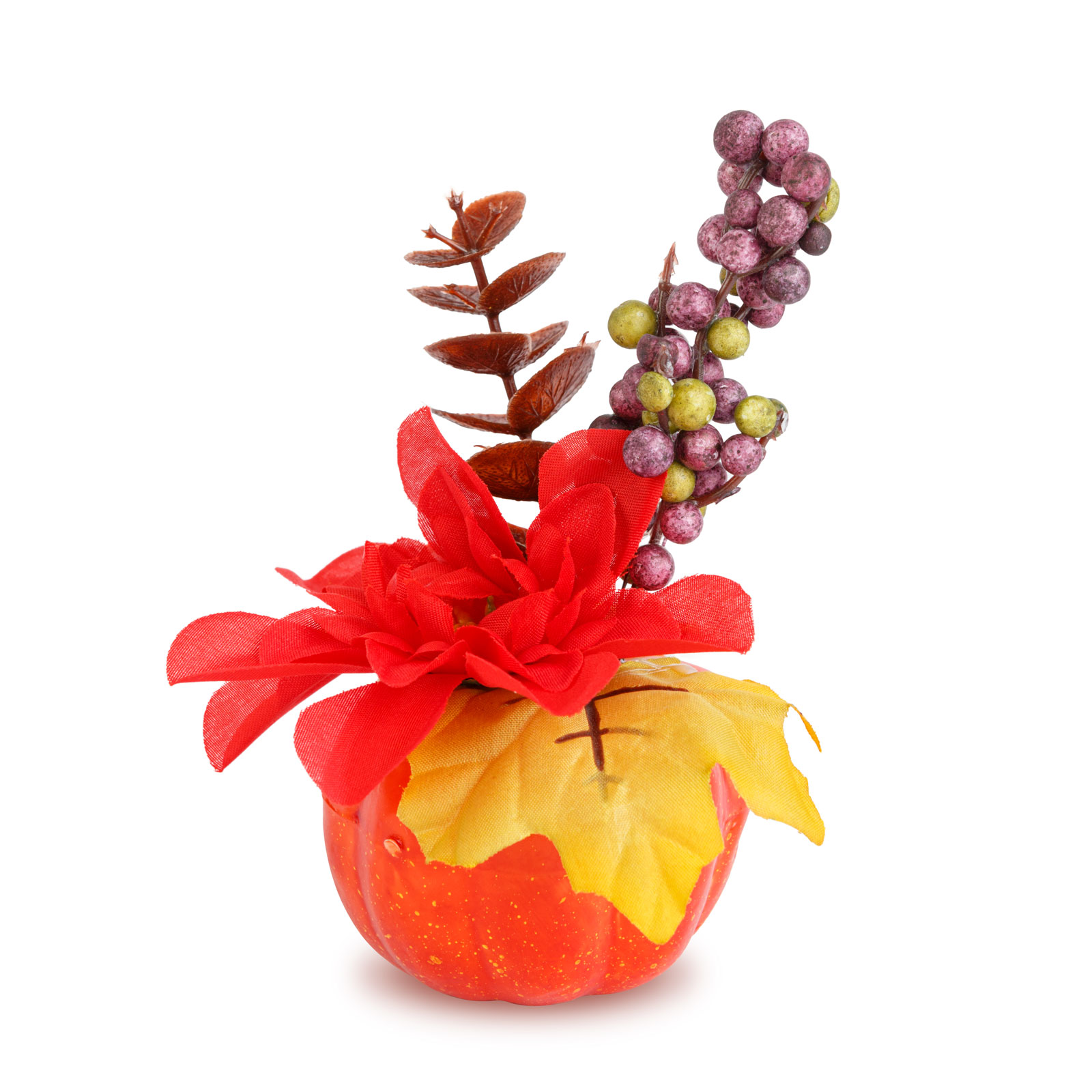 Dovleac decorativ de toamnă cu flori și bobițe – 8 x 10 cm – 4 modele Best CarHome