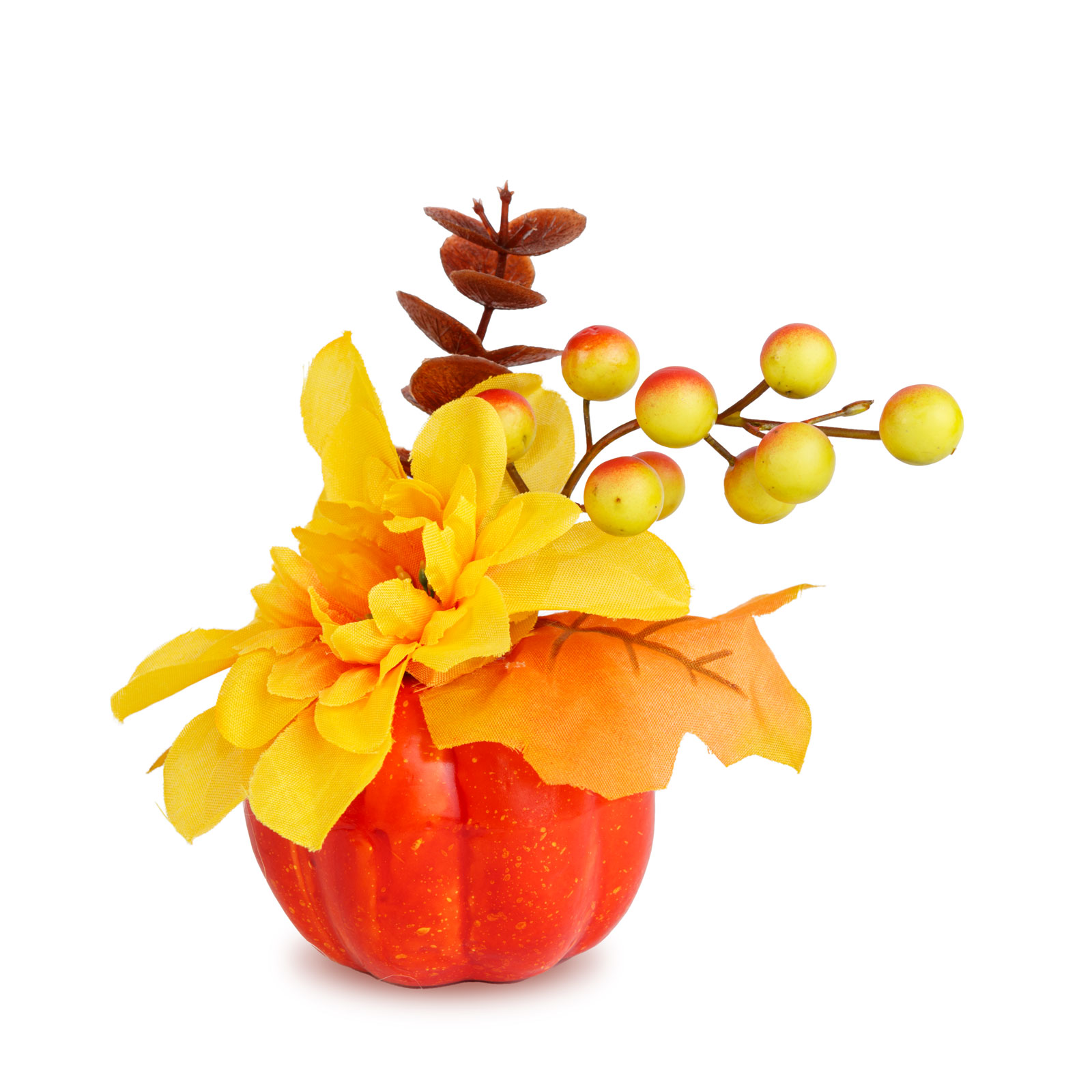 Dovleac decorativ de toamnă cu flori și bobițe – 8 x 10 cm – 4 modele Best CarHome