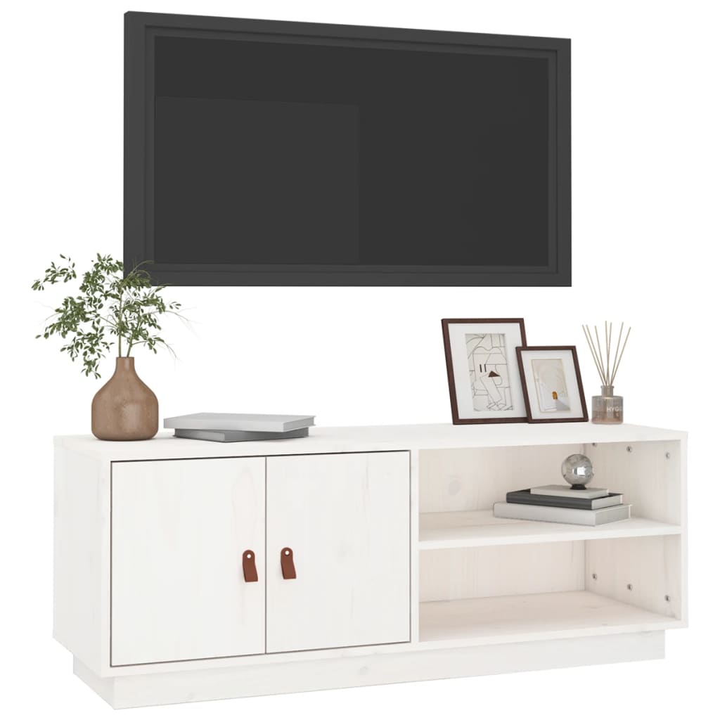 Comodă TV, alb, 105x34x40 cm, lemn masiv de pin GartenMobel Dekor