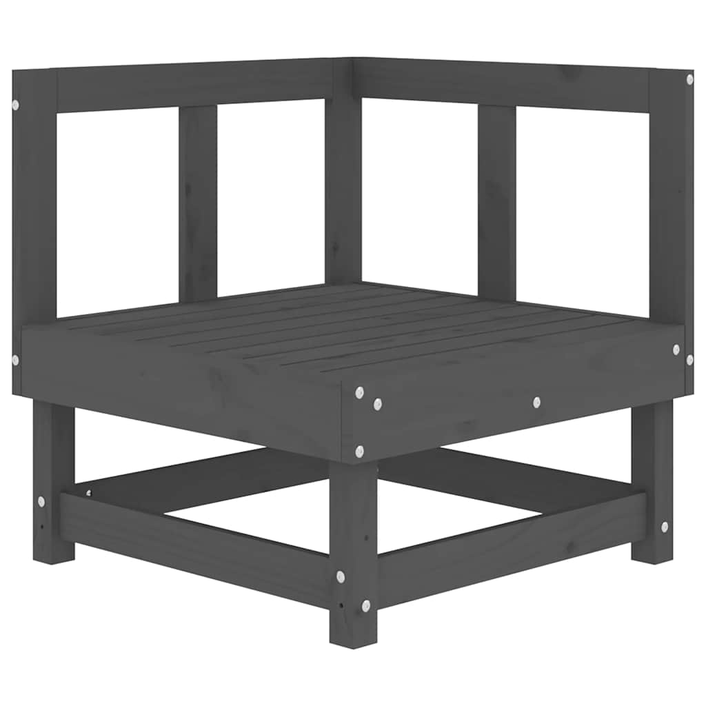 Canapea colțar cu perne, gri, lemn masiv de pin GartenMobel Dekor