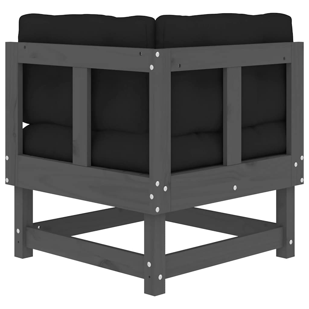 Canapea colțar cu perne, gri, lemn masiv de pin GartenMobel Dekor