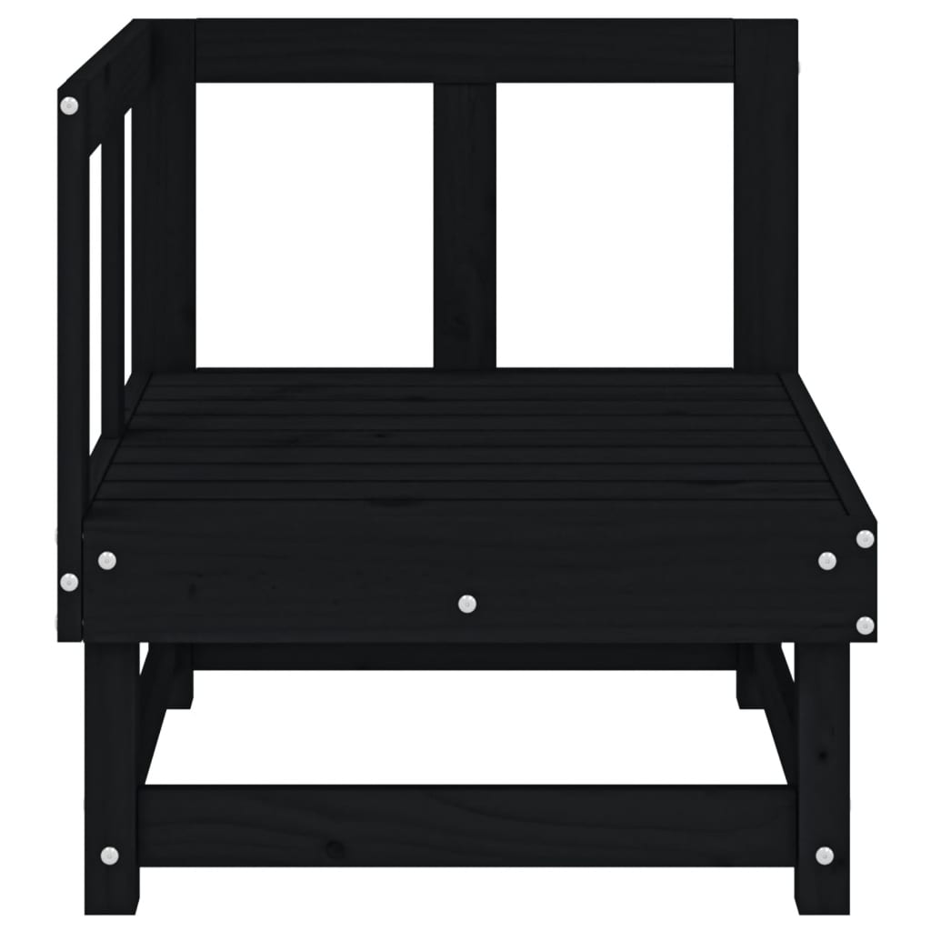 Canapea de colț de grădină, 2 buc., negru, lemn masiv de pin GartenMobel Dekor