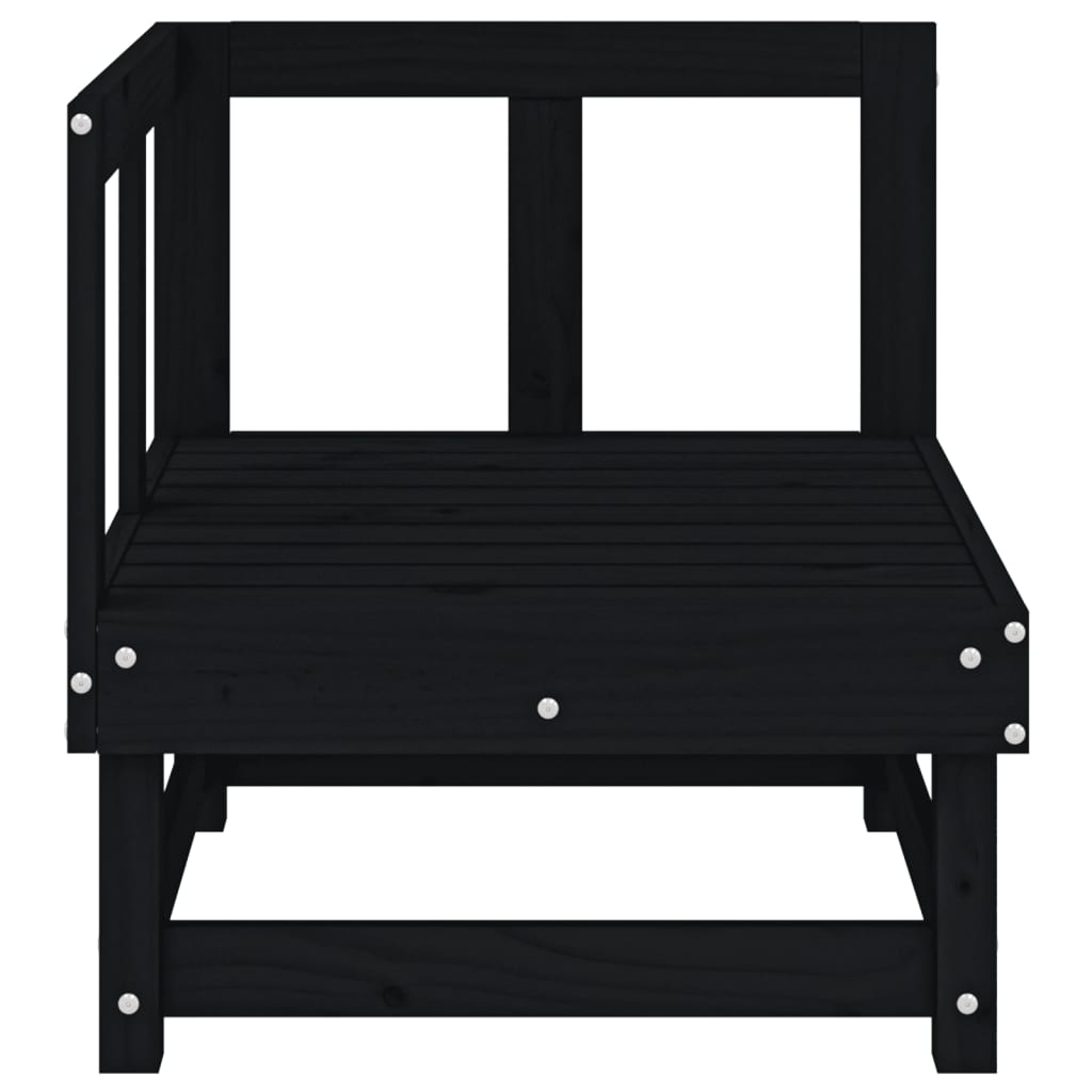 Canapea de colț pentru grădină, negru, lemn masiv de pin GartenMobel Dekor