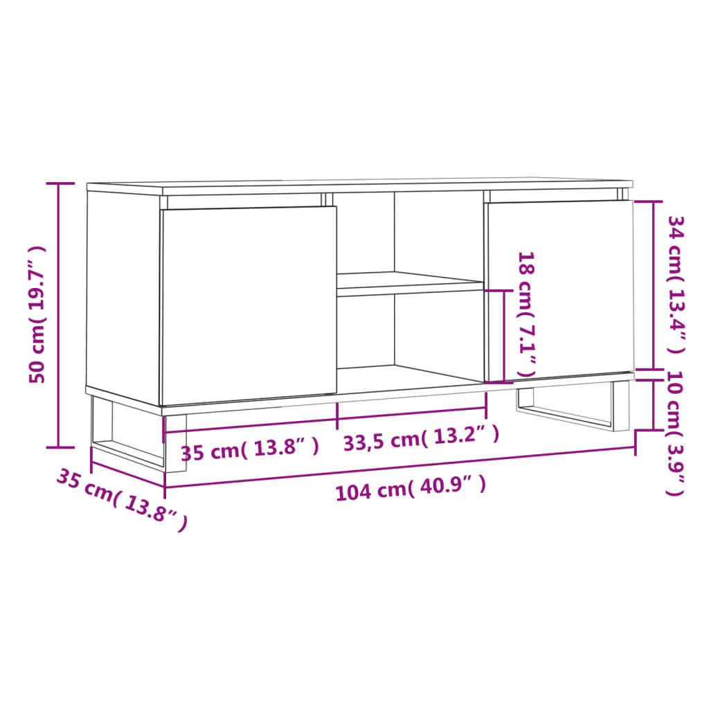 Comodă TV, gri sonoma, 104x35x50 cm, lemn compozit GartenMobel Dekor