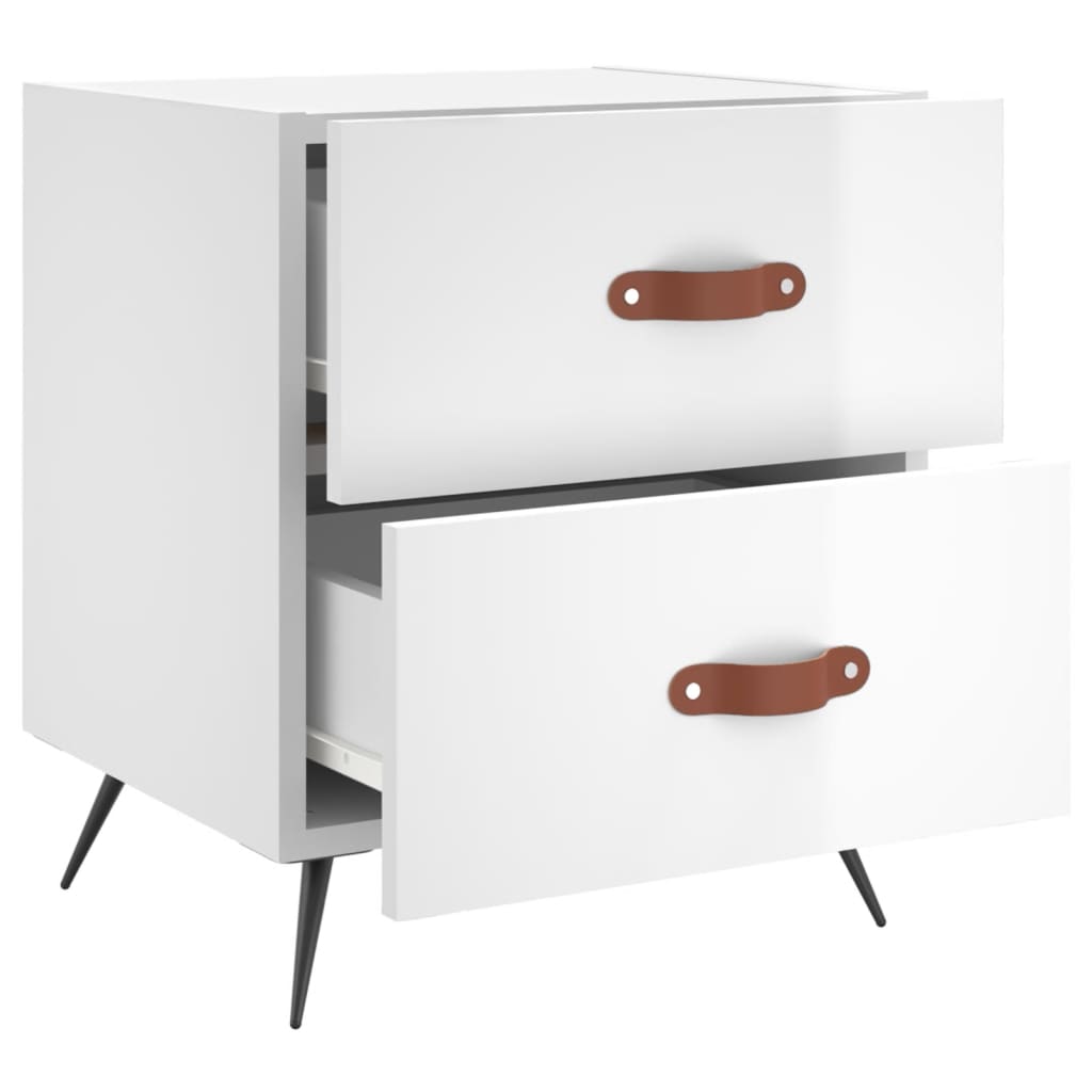 Noptiere, 2 buc., alb extralucios, 40x35x47,5 cm, lemn compozit GartenMobel Dekor