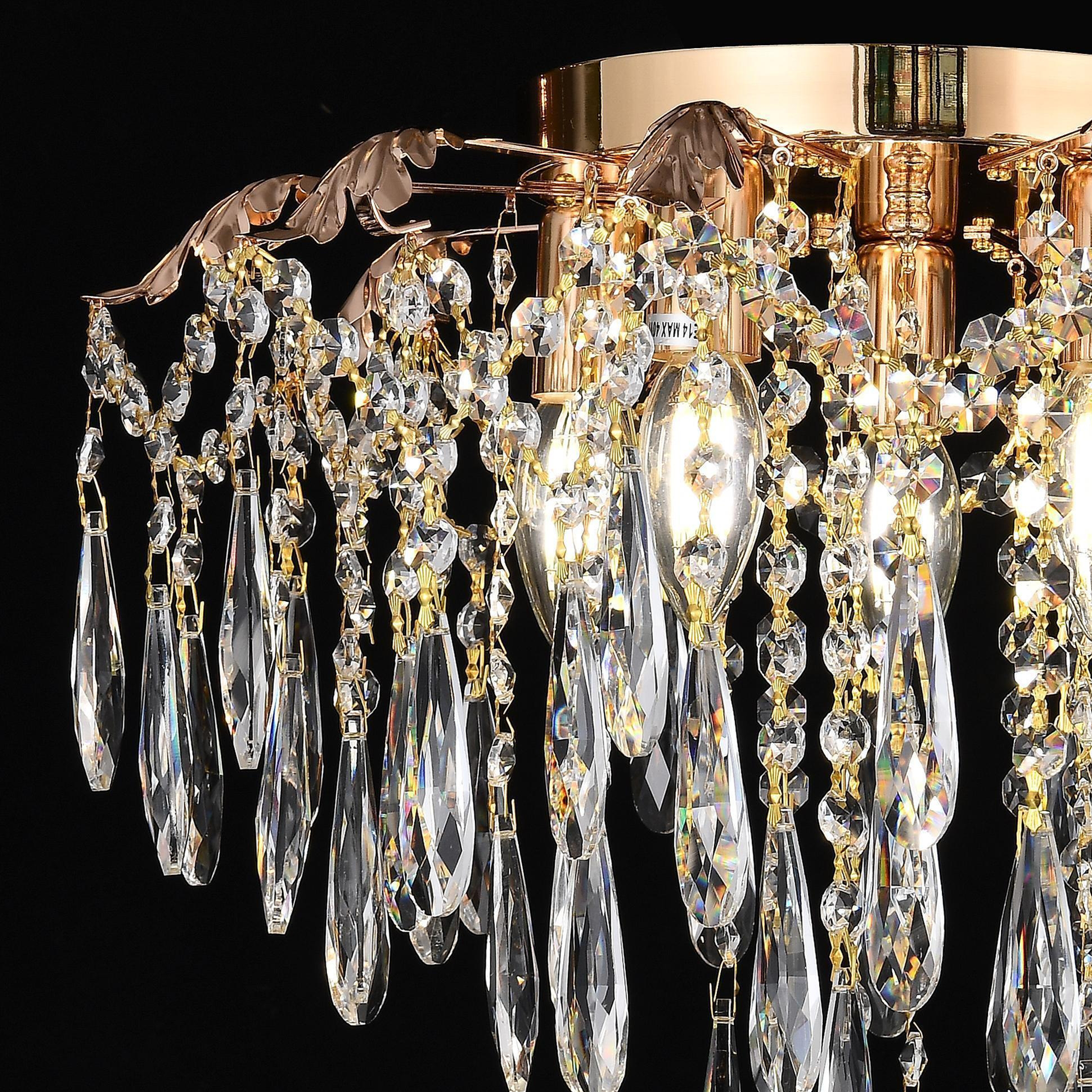 Candelabru Cristal CC9221/5FGD, 5x E14, Diametru 48cm, Auriu Lucios ModernLight Concept