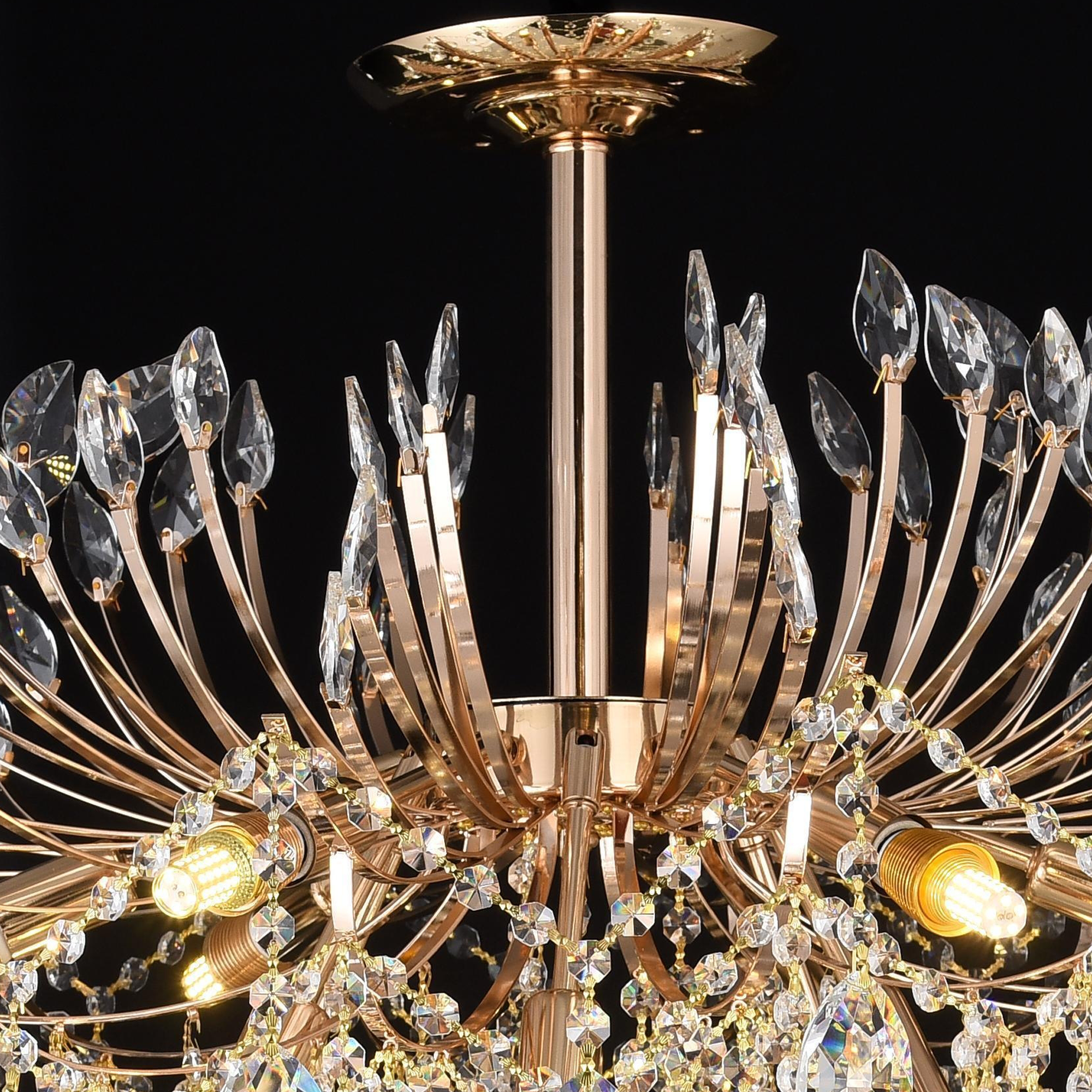 Candelabru Cristal CC9313/12FGD, 12x E14, Diametru 49cm, Auriu ModernLight Concept