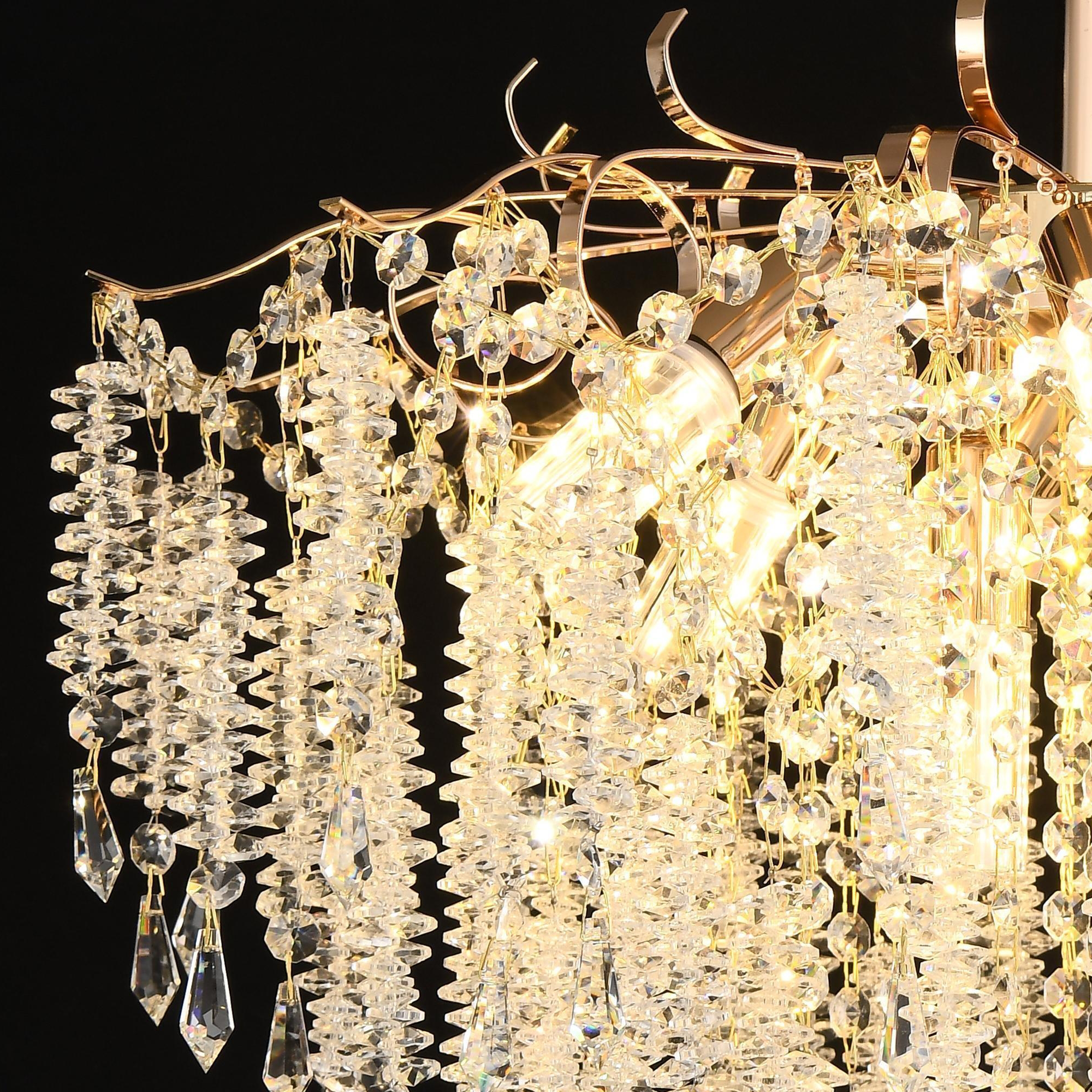Candelabru Cristal CC9323/8FGD, 8x E14, Diametru 60cm, Auriu ModernLight Concept