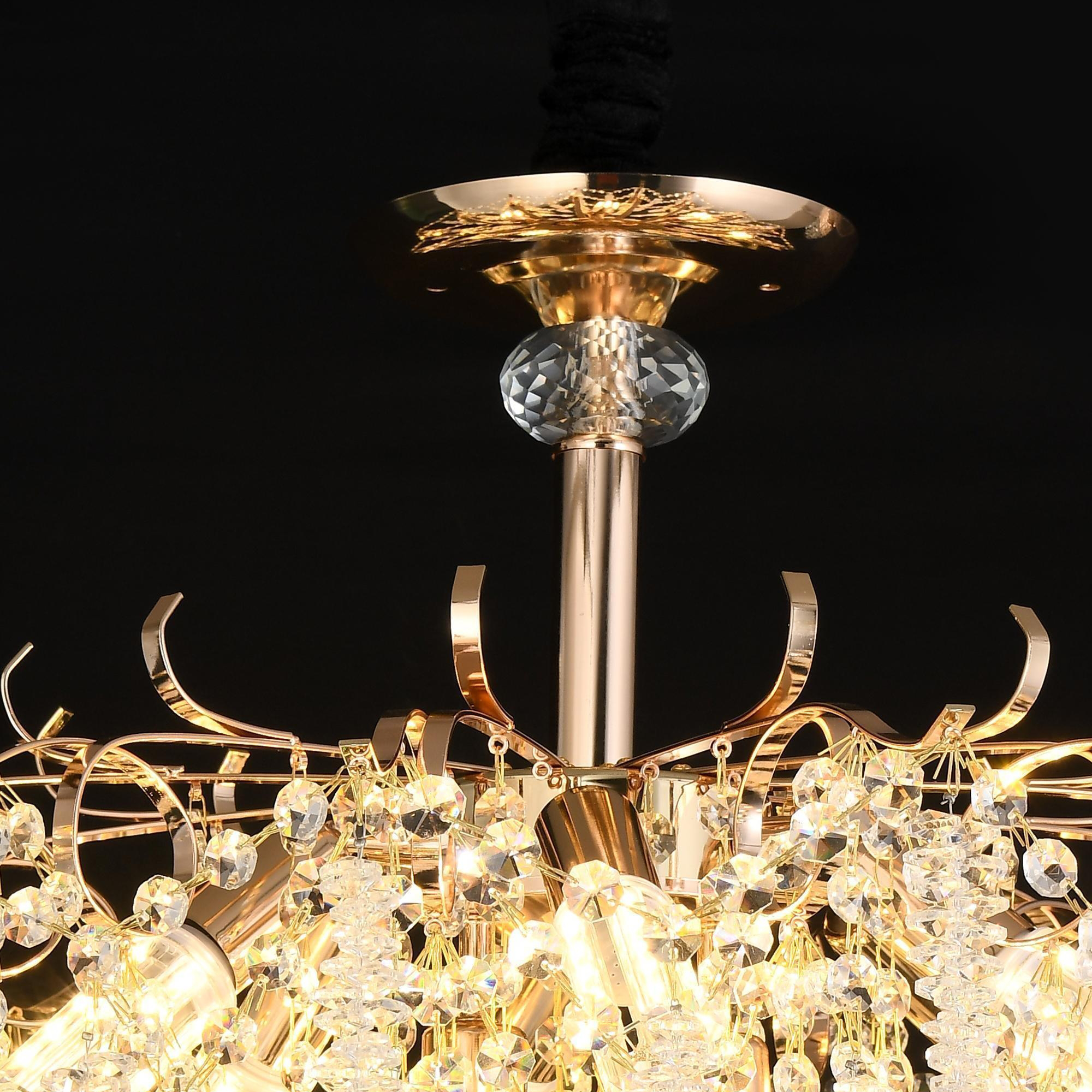 Candelabru Cristal CC9323/8FGD, 8x E14, Diametru 60cm, Auriu ModernLight Concept