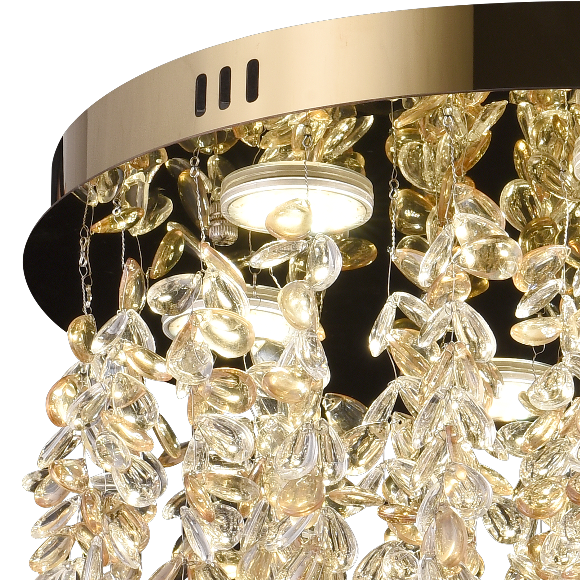 Candelabru LED Cristal LLC213/400GD Rotund, 22W, Lumina Rece/Calda/Neutra, Cristal, Auriu ModernLight Concept