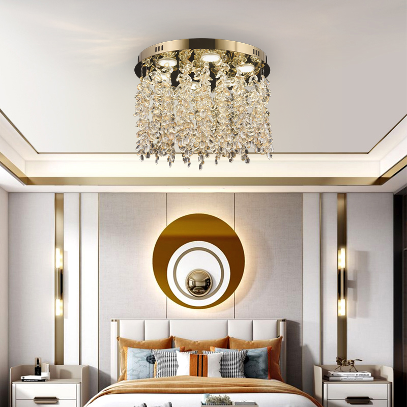 Candelabru LED Cristal LLC213/400GD Rotund, 22W, Lumina Rece/Calda/Neutra, Cristal, Auriu ModernLight Concept