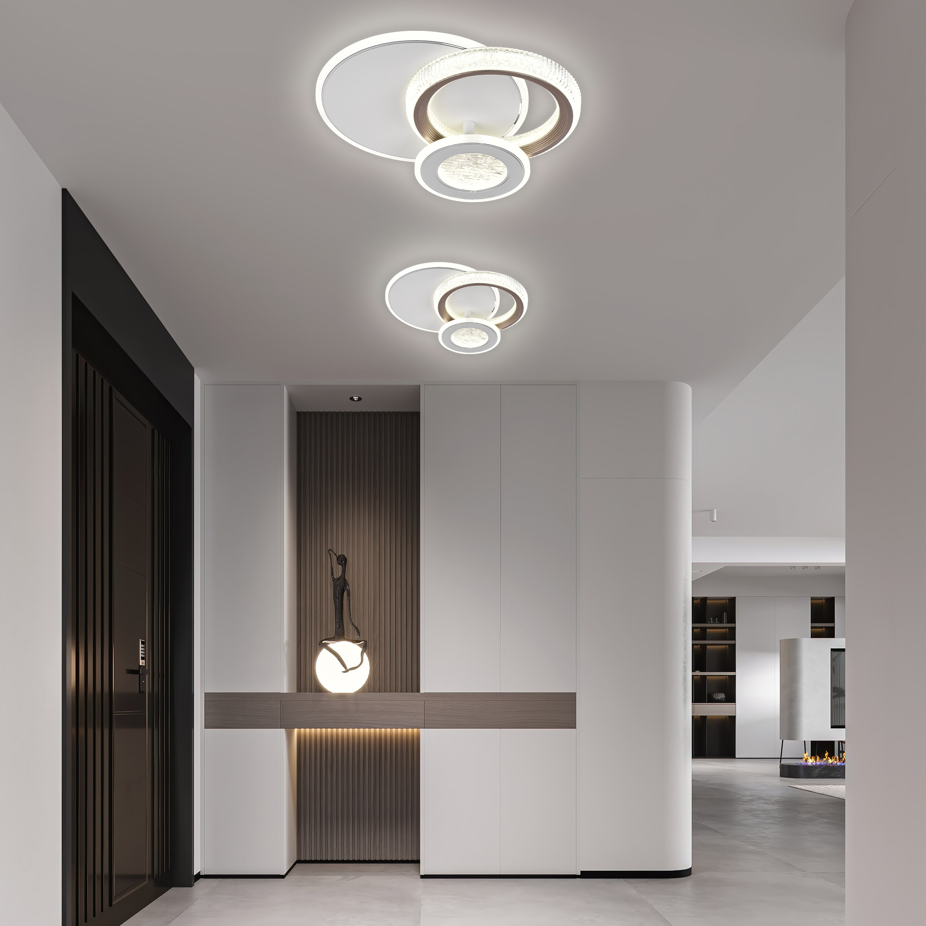 Lustra LED NYXORA 45W, 3 Cercuri, lumina Rece/Calda/Neutra, Negru ModernLight Concept