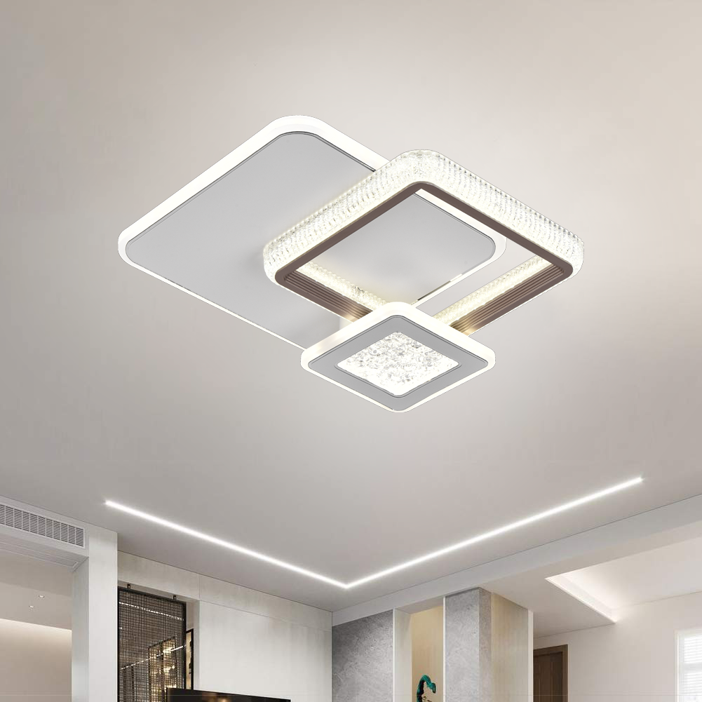 Lustra LED NYXORA 51W, 3 Patrate, lumina Rece/Calda/Neutra, Negru ModernLight Concept