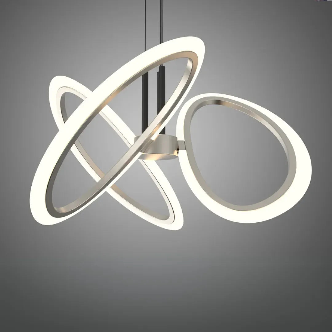 Lustra LED suspendata cu Telecomanda RIMINI 51W, 3 Elemente, lumina Rece/Calda/Neutra, Dimabila, Auriu ModernLight Concept