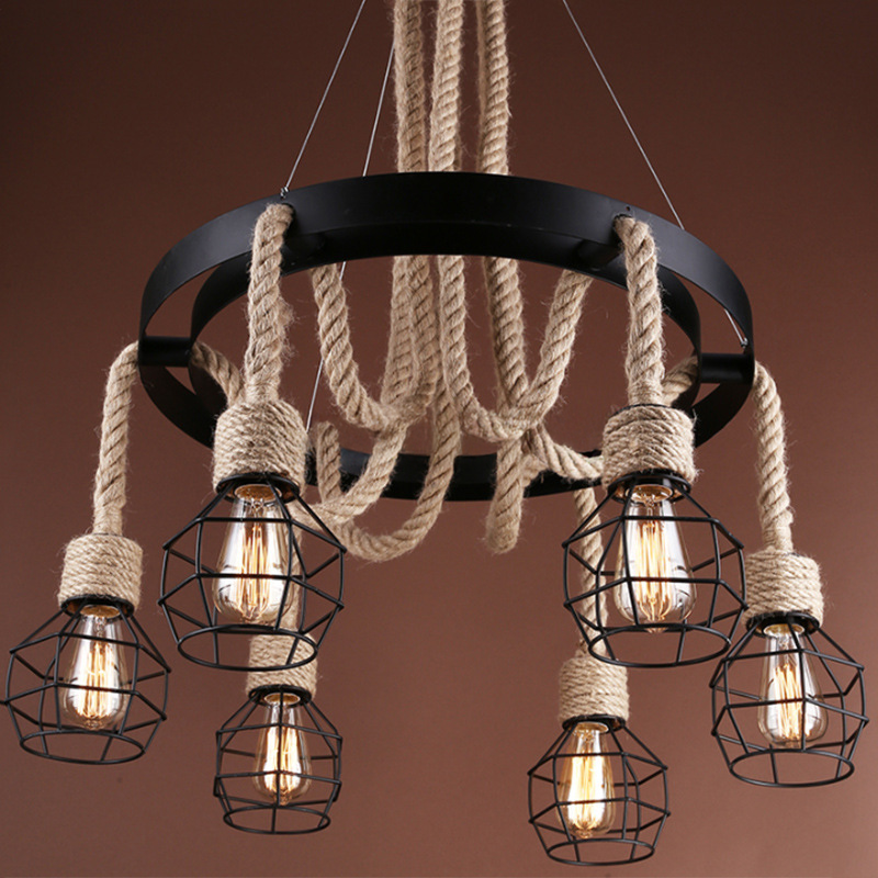 Lustra Roata LV580/6BK, 6*E27, Maro, Metal si Sfoara ModernLight Concept