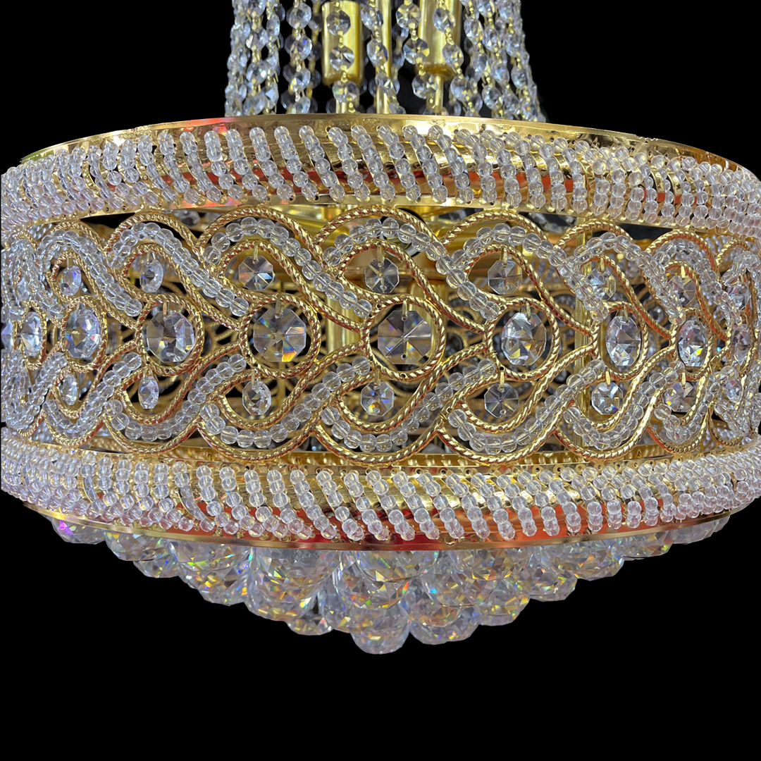 Candelabru Cristal CC718/400, 11x E14, Diametru 40cm, Auriu Lucios ModernLight Concept