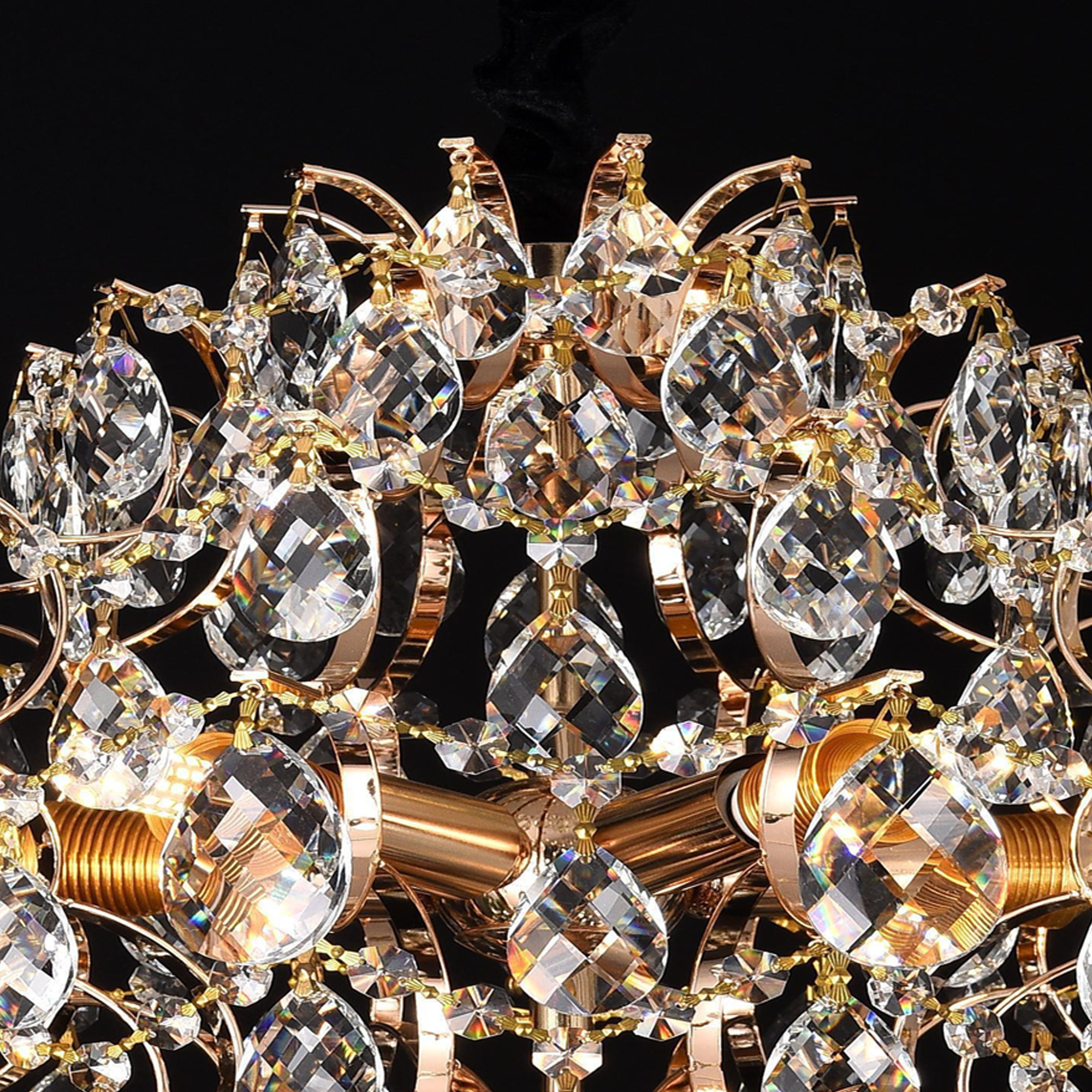 Candelabru Cristal CC9259/5FGD, 5x E14, Diametru 40cm, Auriu Lucios ModernLight Concept