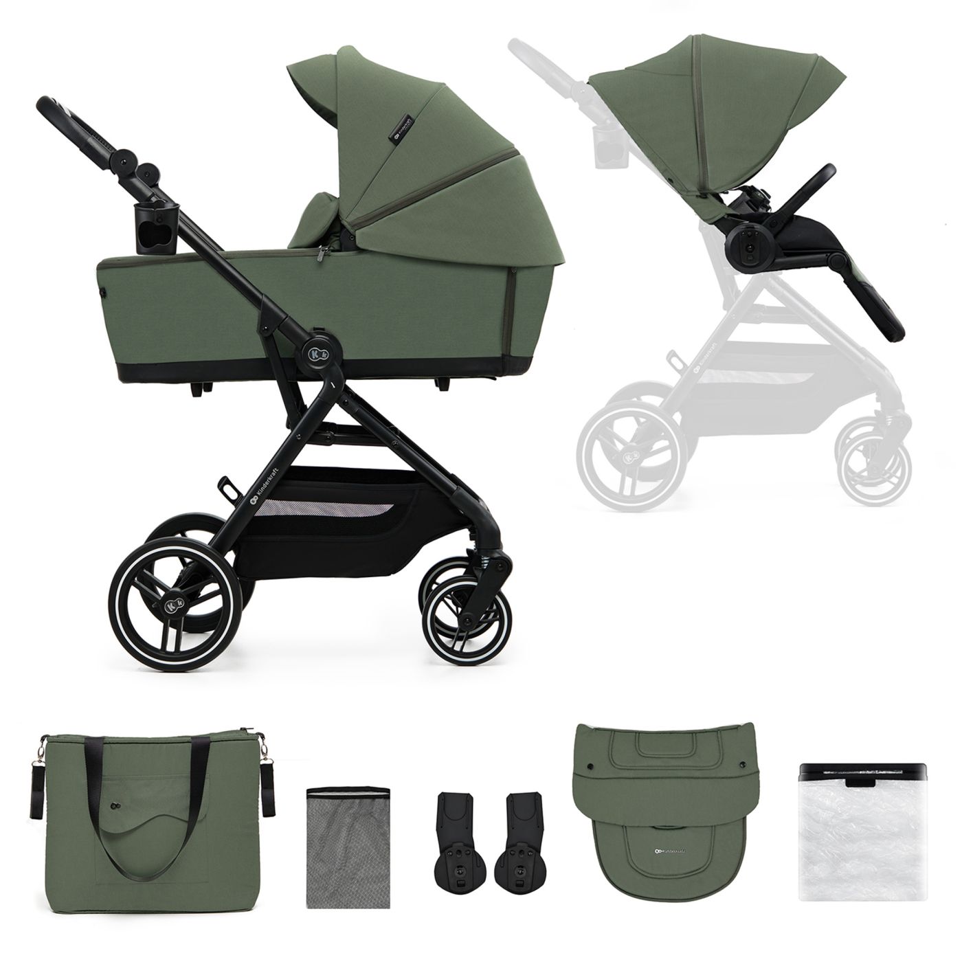 KINDERKRAFT MULTIFUNCTIONAL STROLLER YOXI 2IN1 MYSTIC GREEN SuperHeroes ToysZone