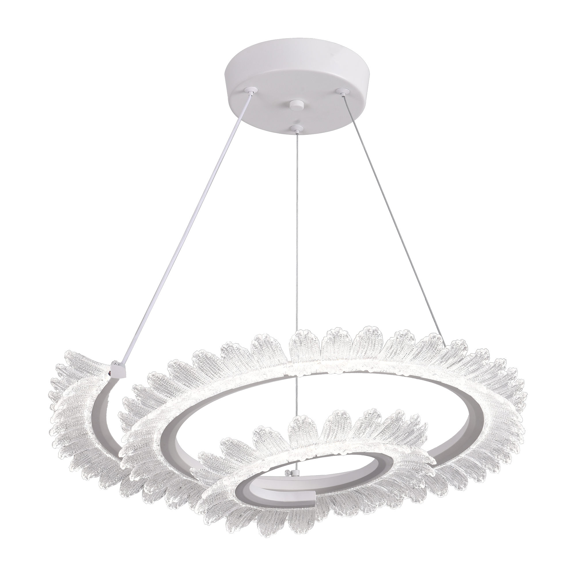 Lustra LED LT188WH, Cristal si Metal, 40W, Dimabila, Inaltime Reglabila, Lumina Rece/Calda/Neutra, Iluminat Luxos ModernLight Concept