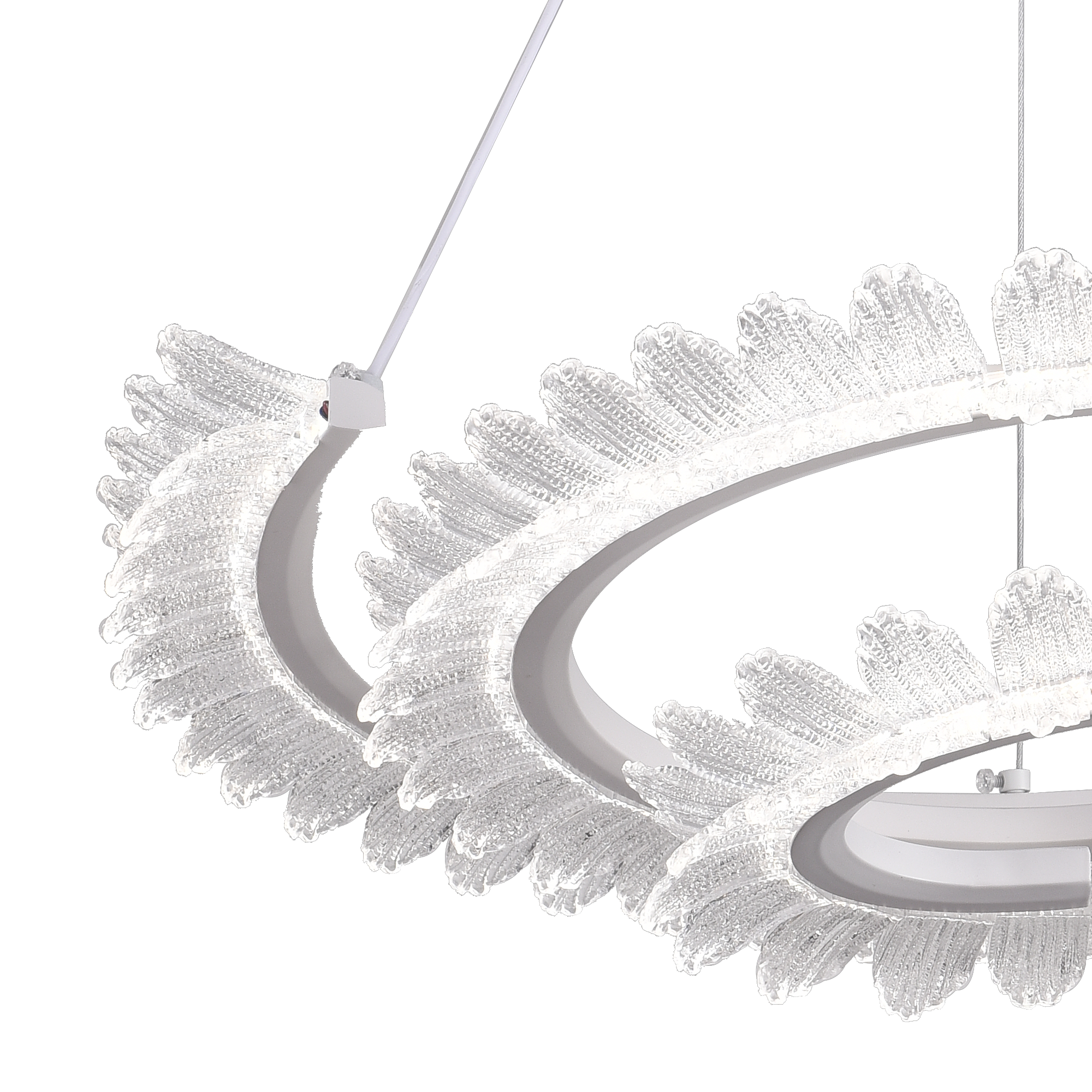 Lustra LED LT188WH, Cristal si Metal, 40W, Dimabila, Inaltime Reglabila, Lumina Rece/Calda/Neutra, Iluminat Luxos ModernLight Concept