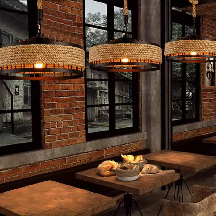 Lustra Vintage LV300/300BK, 1xE27, Rustic Barn, Sfoara si Metal, 150cm, Negru ModernLight Concept