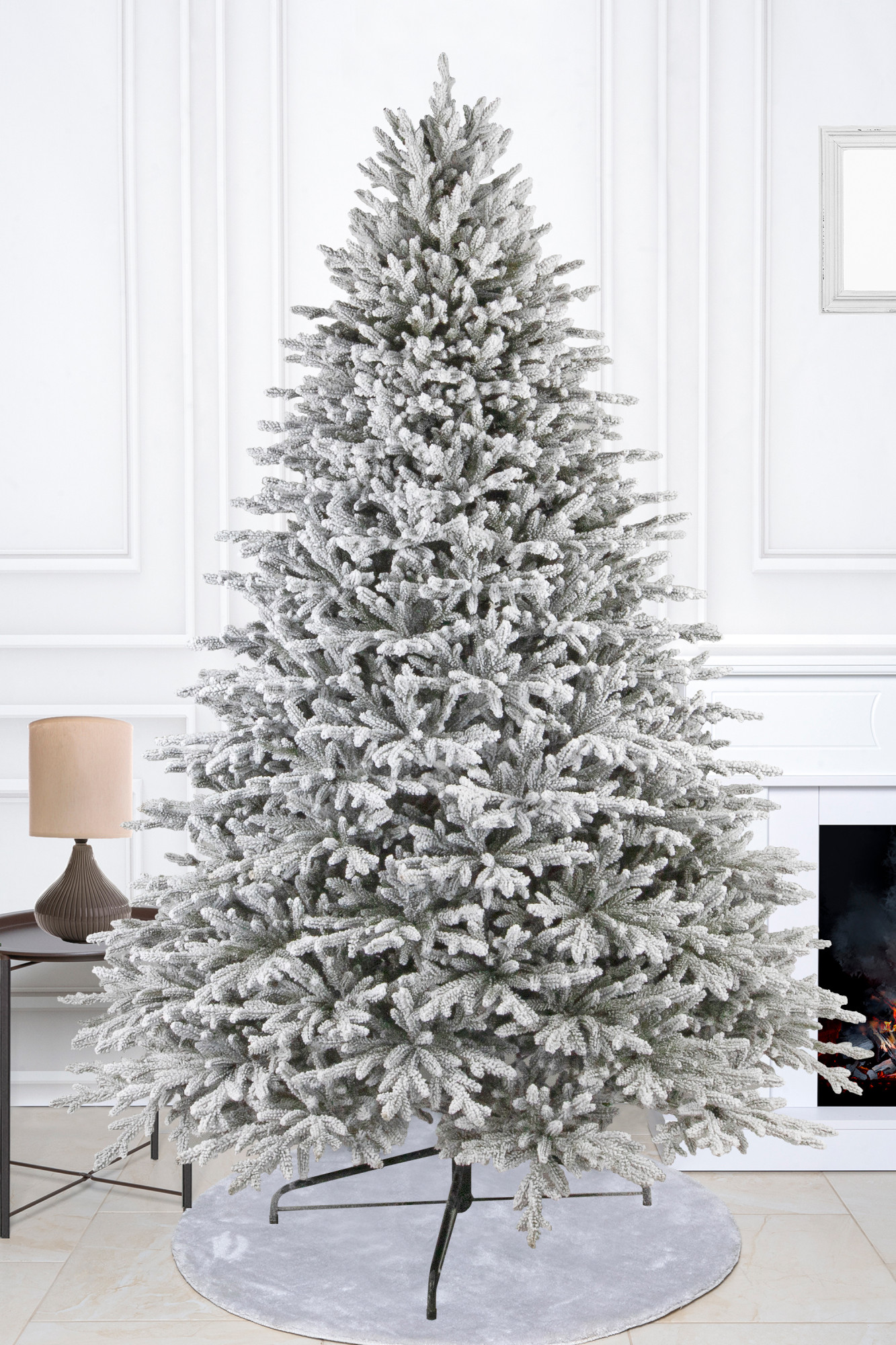 Brad Artificial Royal Natural White 1745 Ramuri Full 3D PE cu Zapada Alb/Verde 200 cm