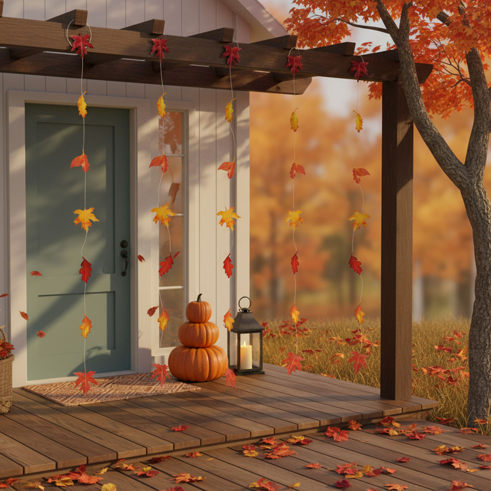 Decor de toamnă – ghirlandă cu frunze căzătoare, 2,1 m, set 4 bucăți Best CarHome