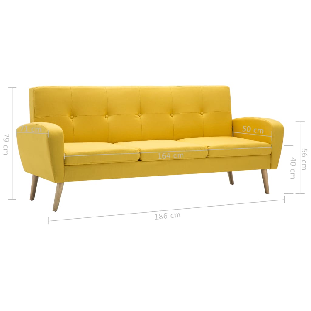 Canapea de 3 persoane, material textil, galben  GartenMobel Dekor