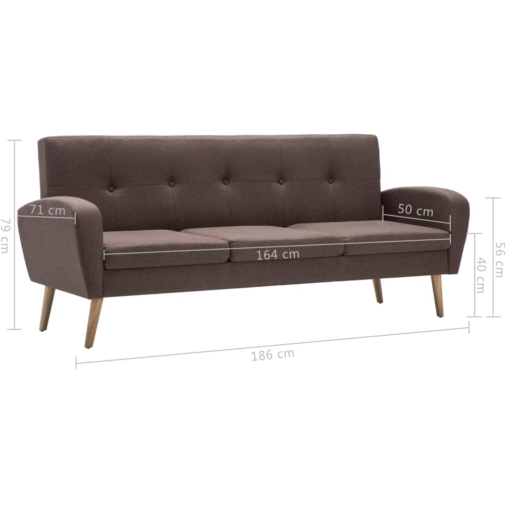 Canapea de 3 persoane, material textil, maro  GartenMobel Dekor