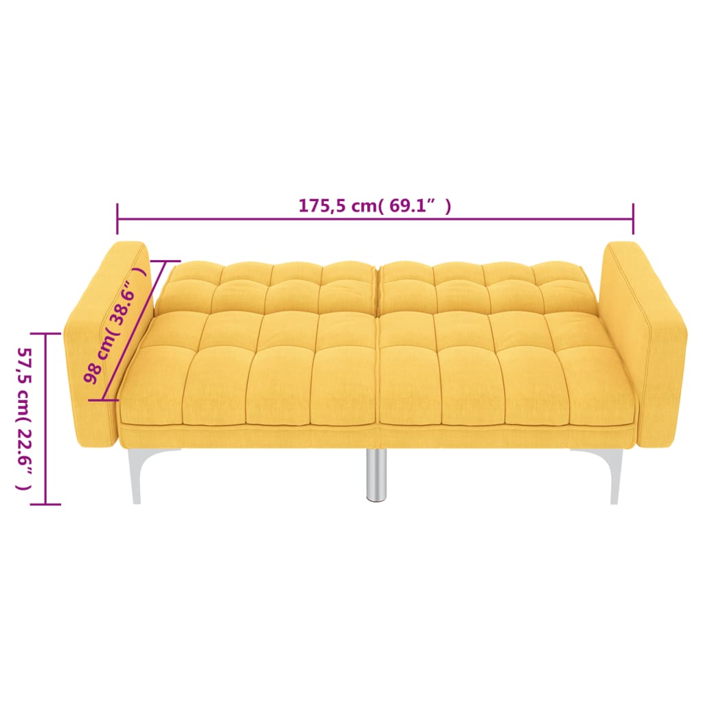 Canapea extensibilă, galben, material textil GartenMobel Dekor