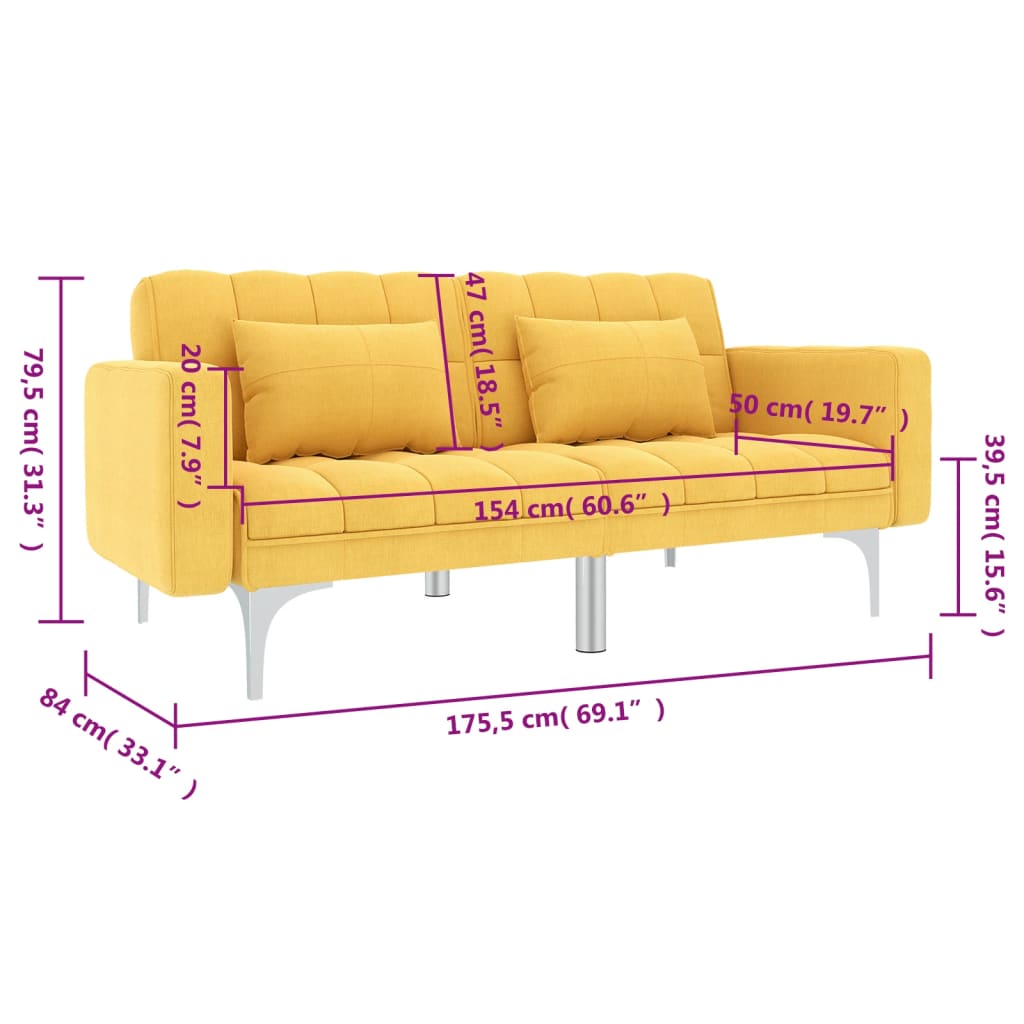 Canapea extensibilă, galben, material textil GartenMobel Dekor