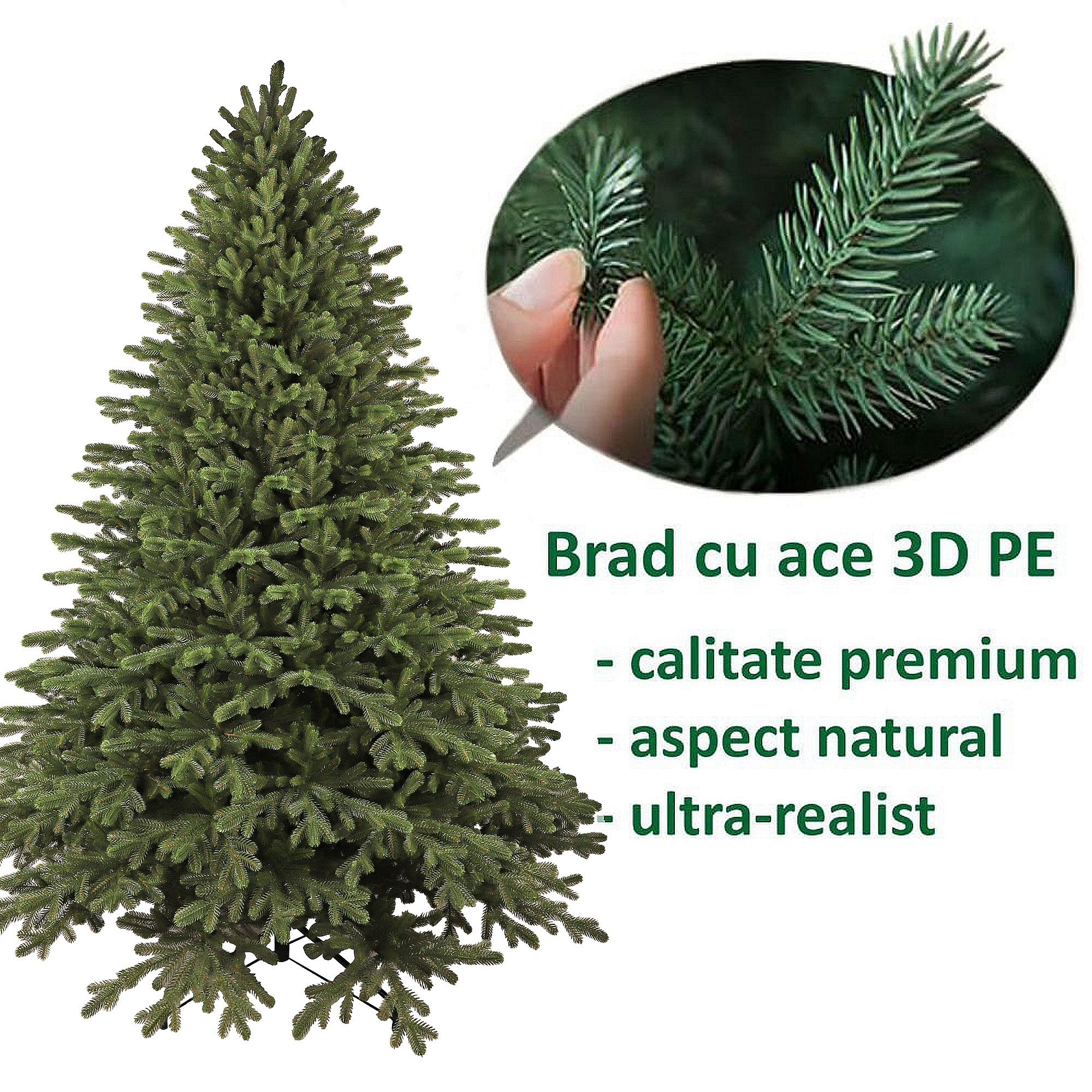 Brad Artificial Imperial de Lux 2342 Ramuri Full 3D PE Verde 240 cm
