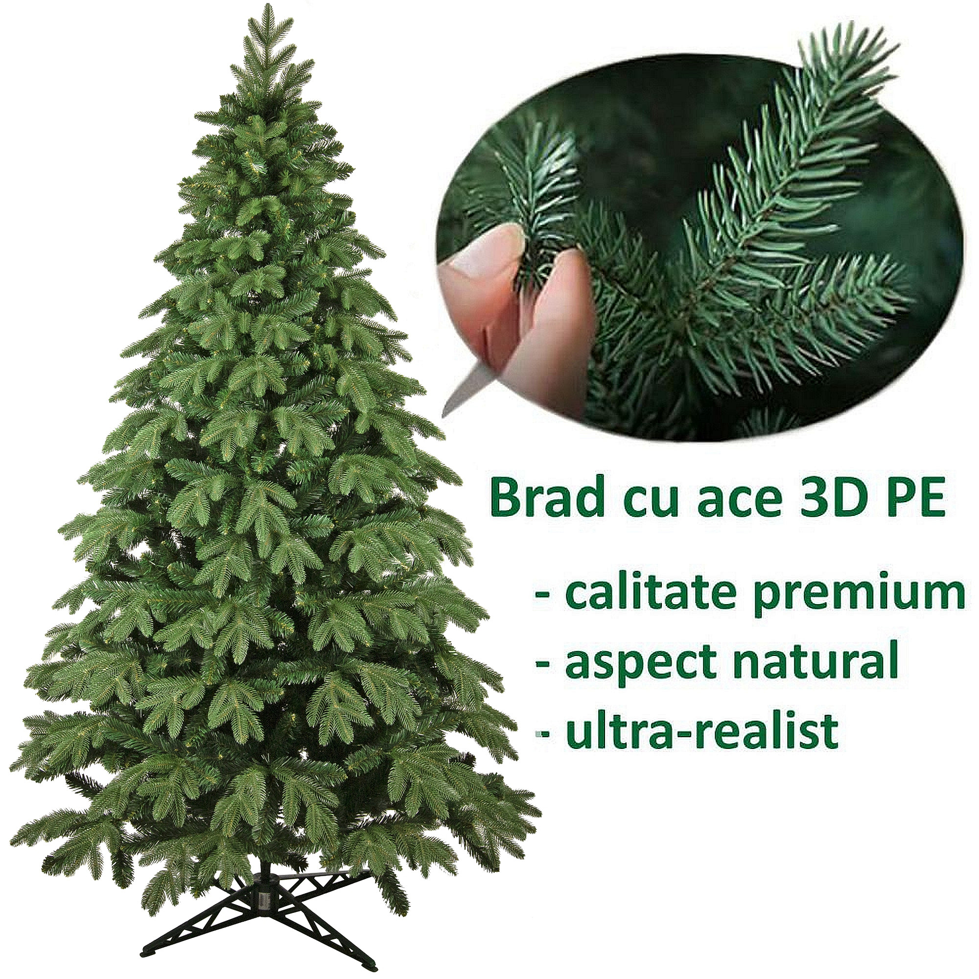 Brad Artificial Noel 492 Ramuri 3D PE si 2D PVC Verde 180 cm
