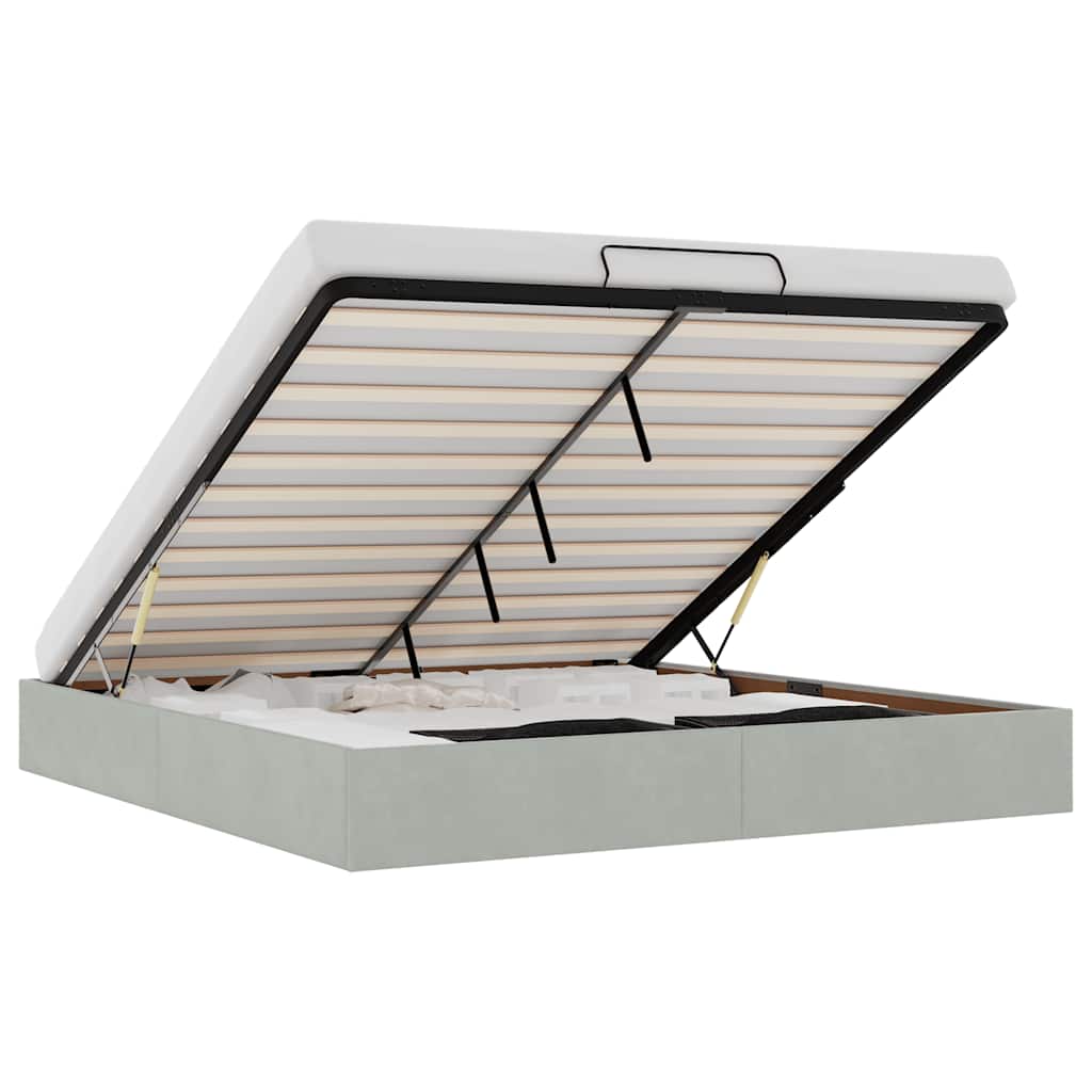 Cadru de pat otoman fără saltea Gri deschis 200x200 cm catifea GartenMobel Dekor