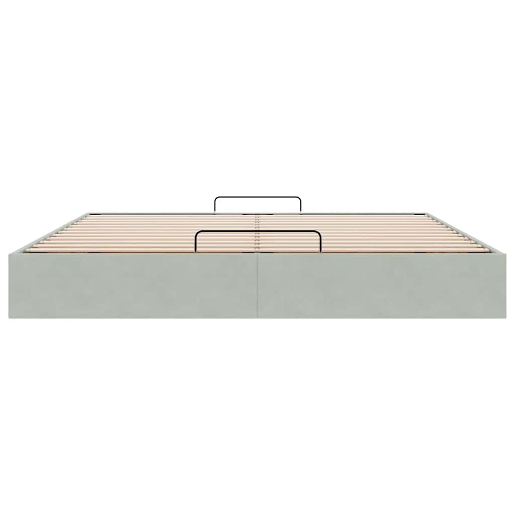 Cadru de pat otoman fără saltea Gri deschis 200x200 cm catifea GartenMobel Dekor