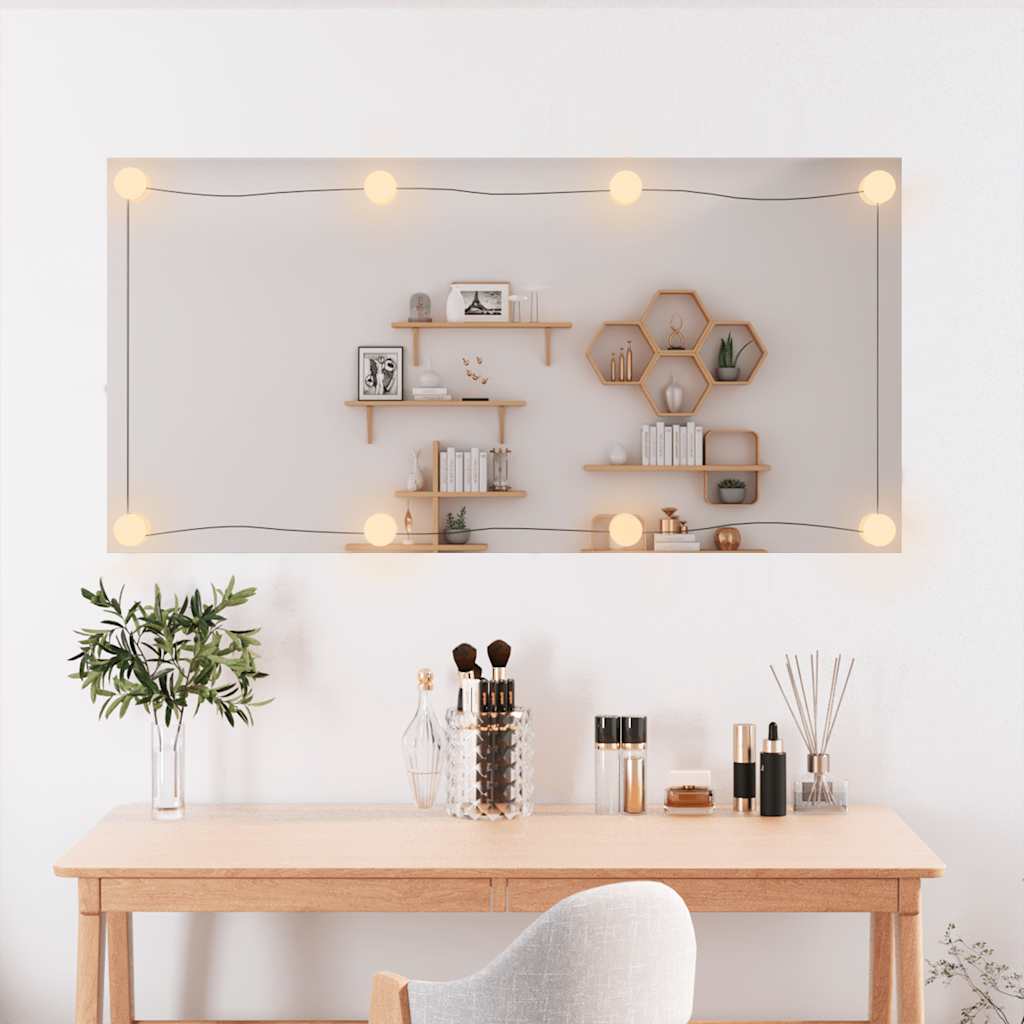 Oglindă de perete cu lumini LED 50x100 cm sticlă dreptunghiular GartenMobel Dekor