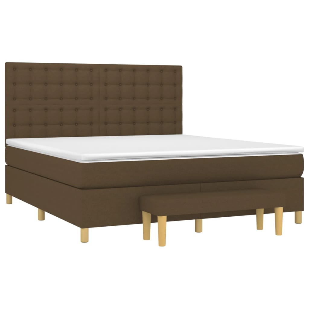 Pat box spring cu saltea, maro închis, 160x200 cm, textil GartenMobel Dekor