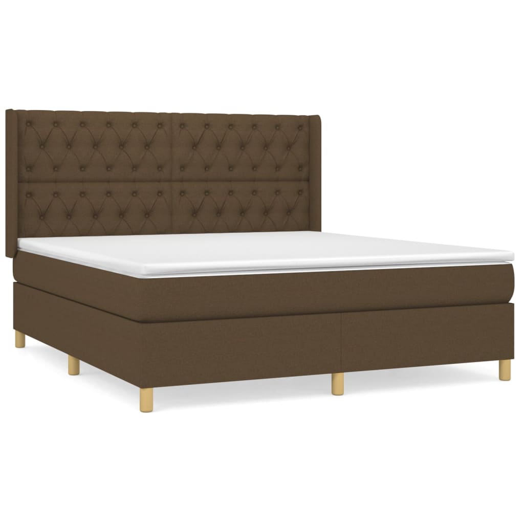 Pat box spring cu saltea, maro închis, 160x200 cm, textil GartenMobel Dekor