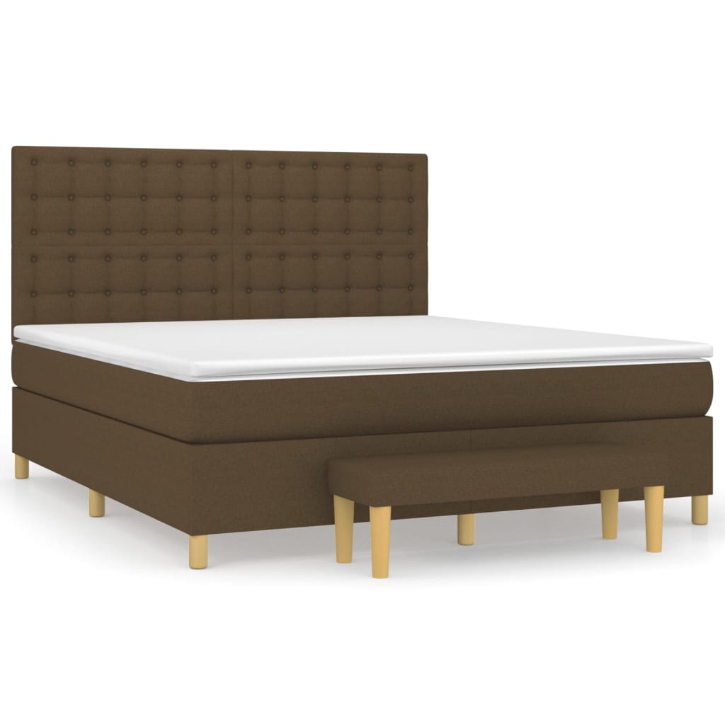 Pat box spring cu saltea, maro închis, 160x200 cm, textil GartenMobel Dekor