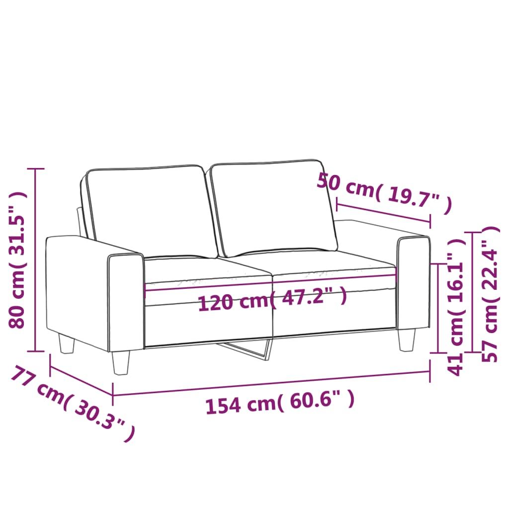 Canapea cu 2 locuri, gri deschis, 120 cm, material textil GartenMobel Dekor