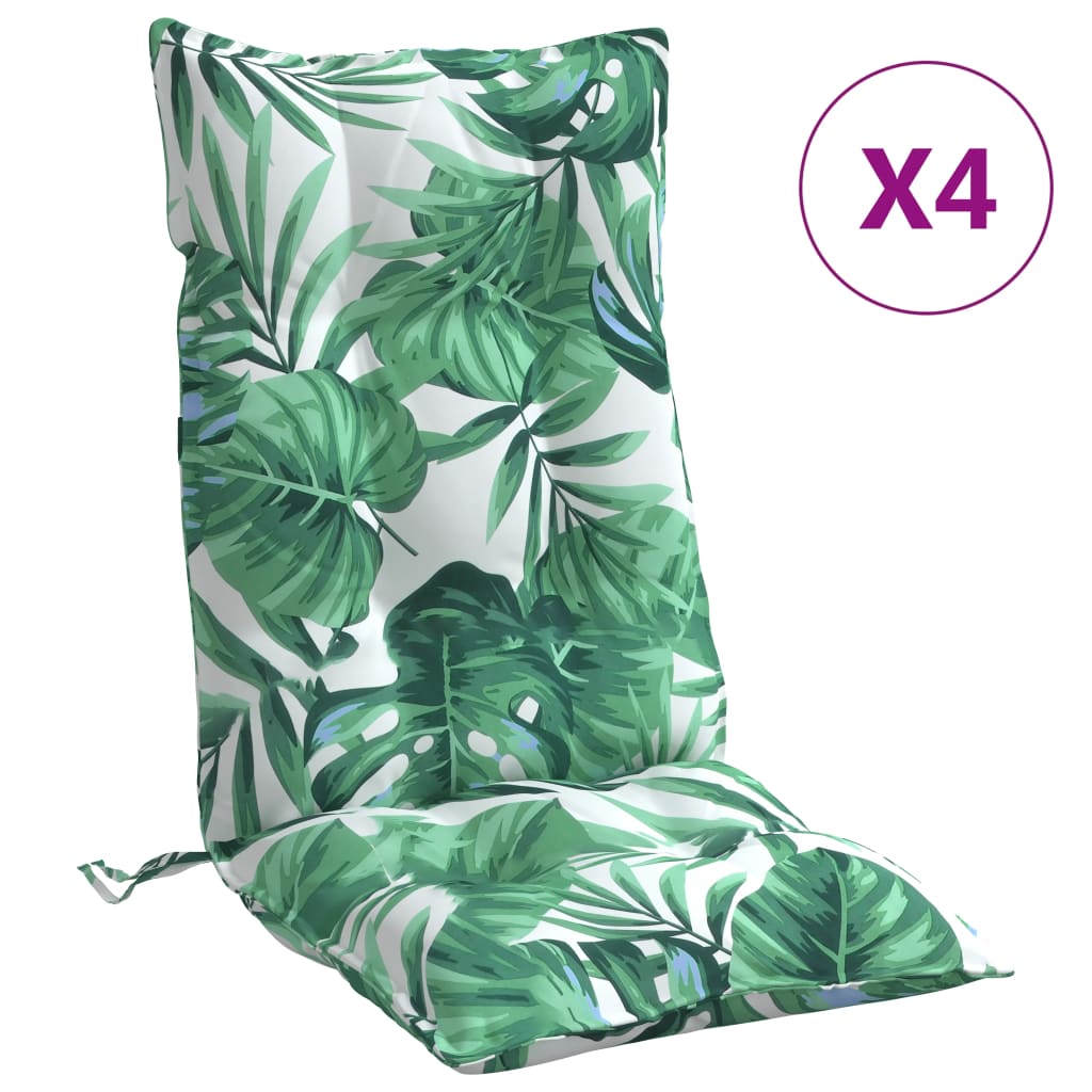 Perne de scaun spătar înalt, 4 buc, model frunze, textil Oxford GartenMobel Dekor