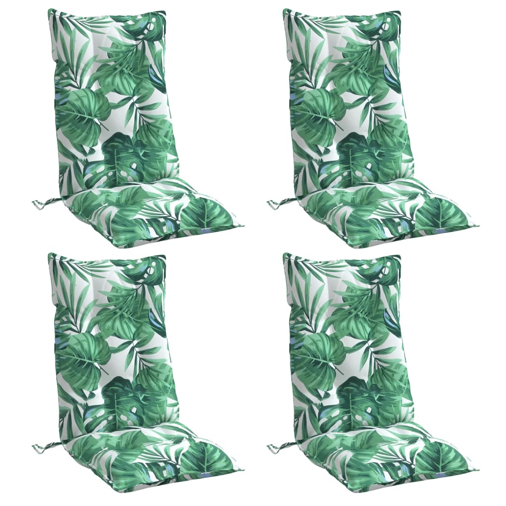 Perne de scaun spătar înalt, 4 buc, model frunze, textil Oxford GartenMobel Dekor