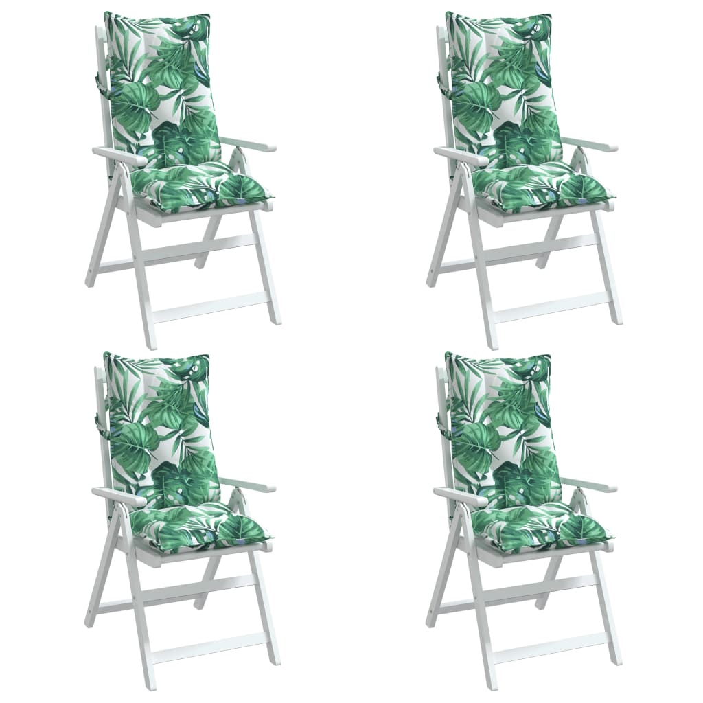 Perne de scaun spătar înalt, 4 buc, model frunze, textil Oxford GartenMobel Dekor