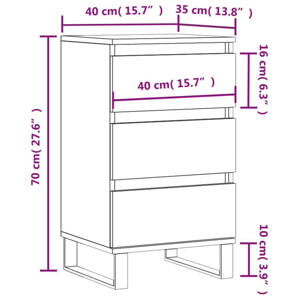 Servantă, gri sonoma, 40x35x70 cm, lemn prelucrat GartenMobel Dekor