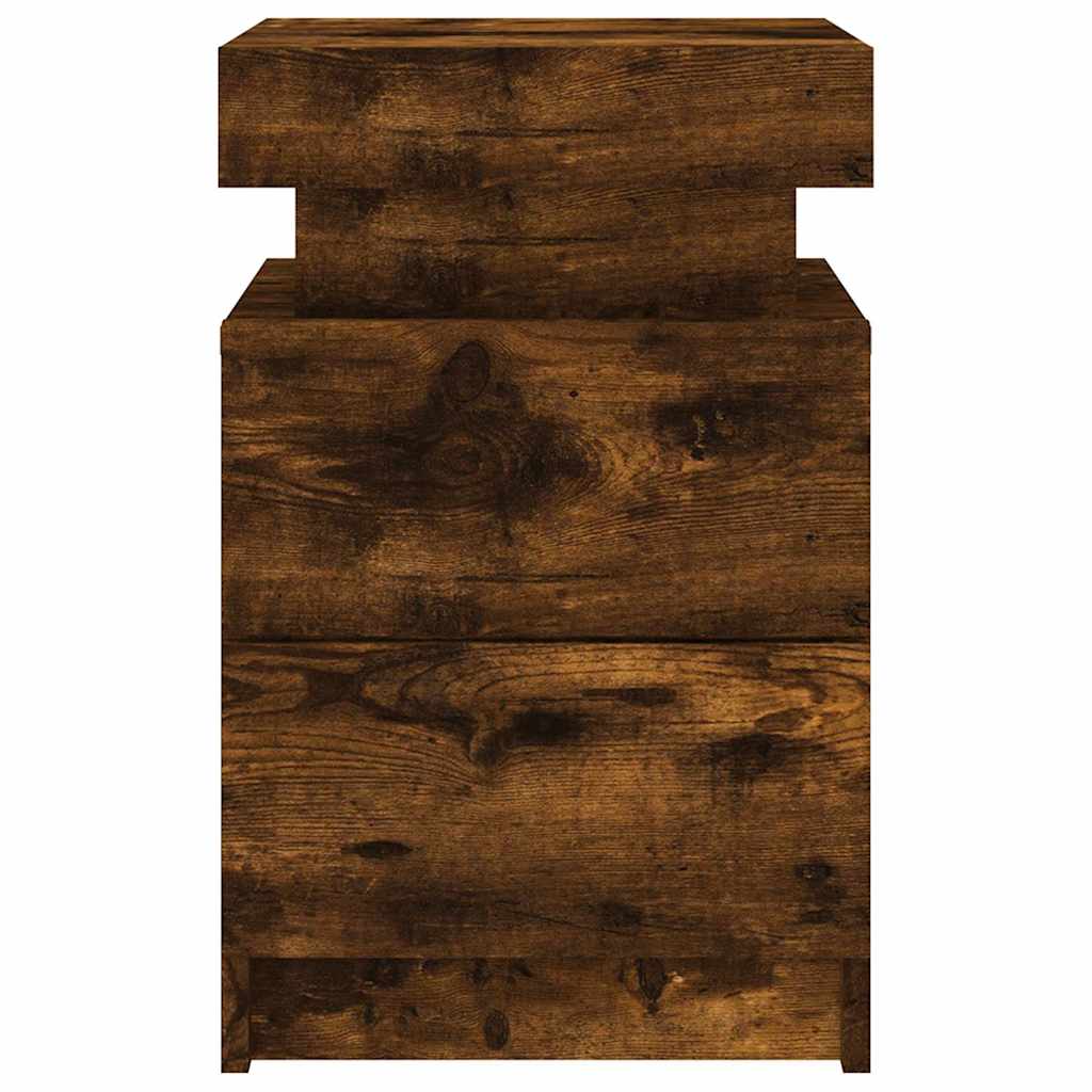 Noptiere cu lumini LED, 2 buc., stejar fumuriu, 35x39x55 cm GartenMobel Dekor