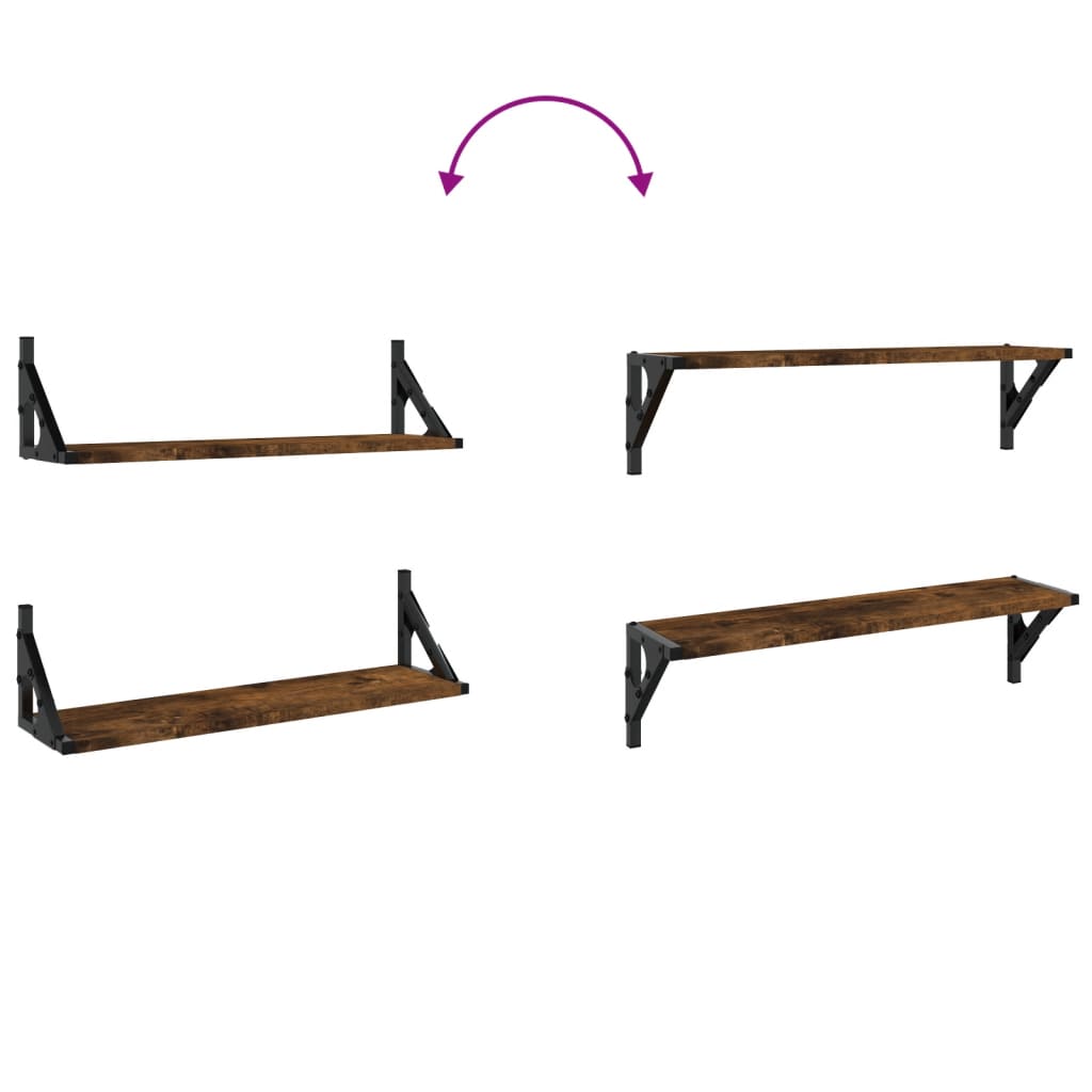 Rafturi de perete, 2 buc., stejar fumuriu, 60x15x15,5 cm GartenMobel Dekor